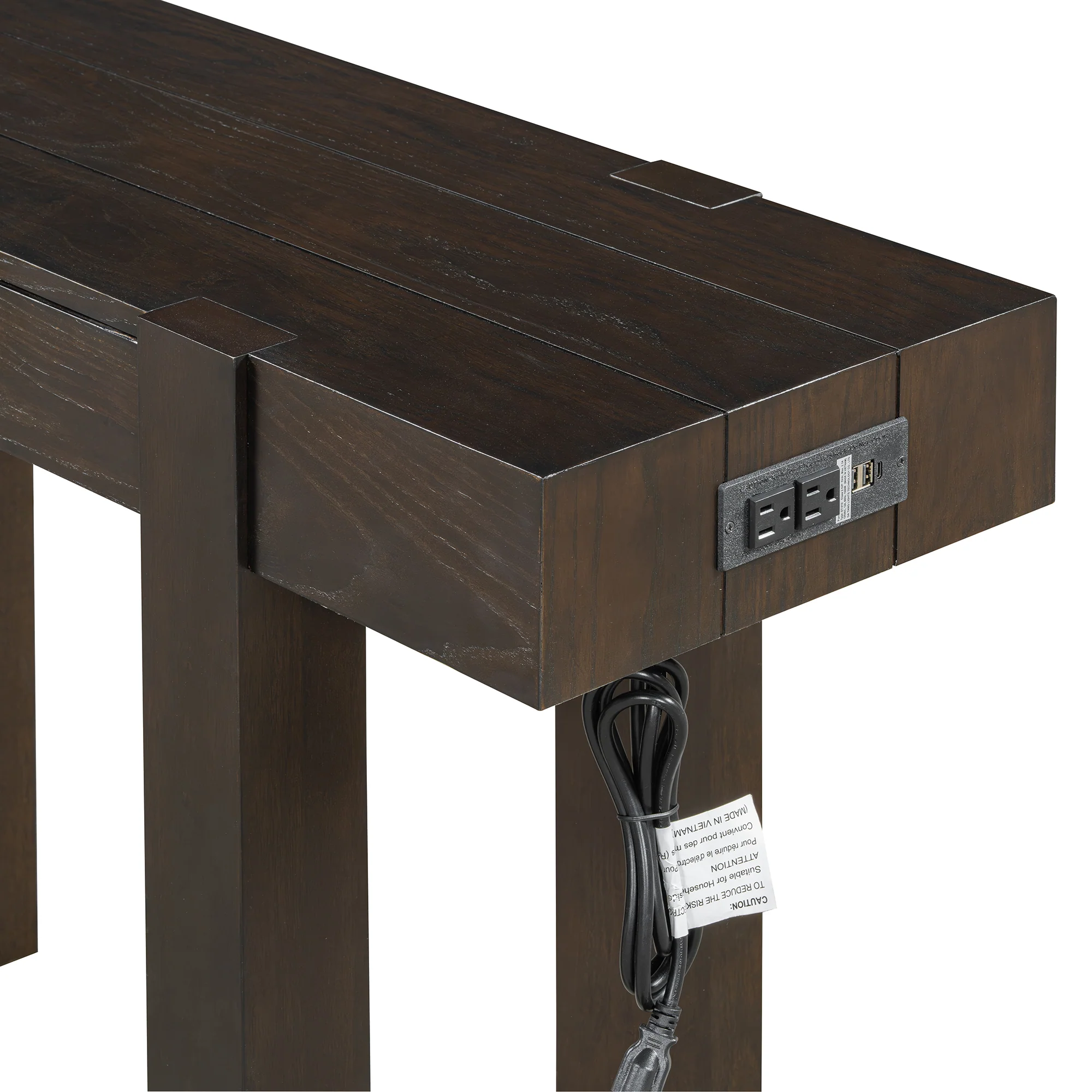 Rustic Minimalist Console Entryway Table with Hidden Drawer and Side Power Outlet - Image 15