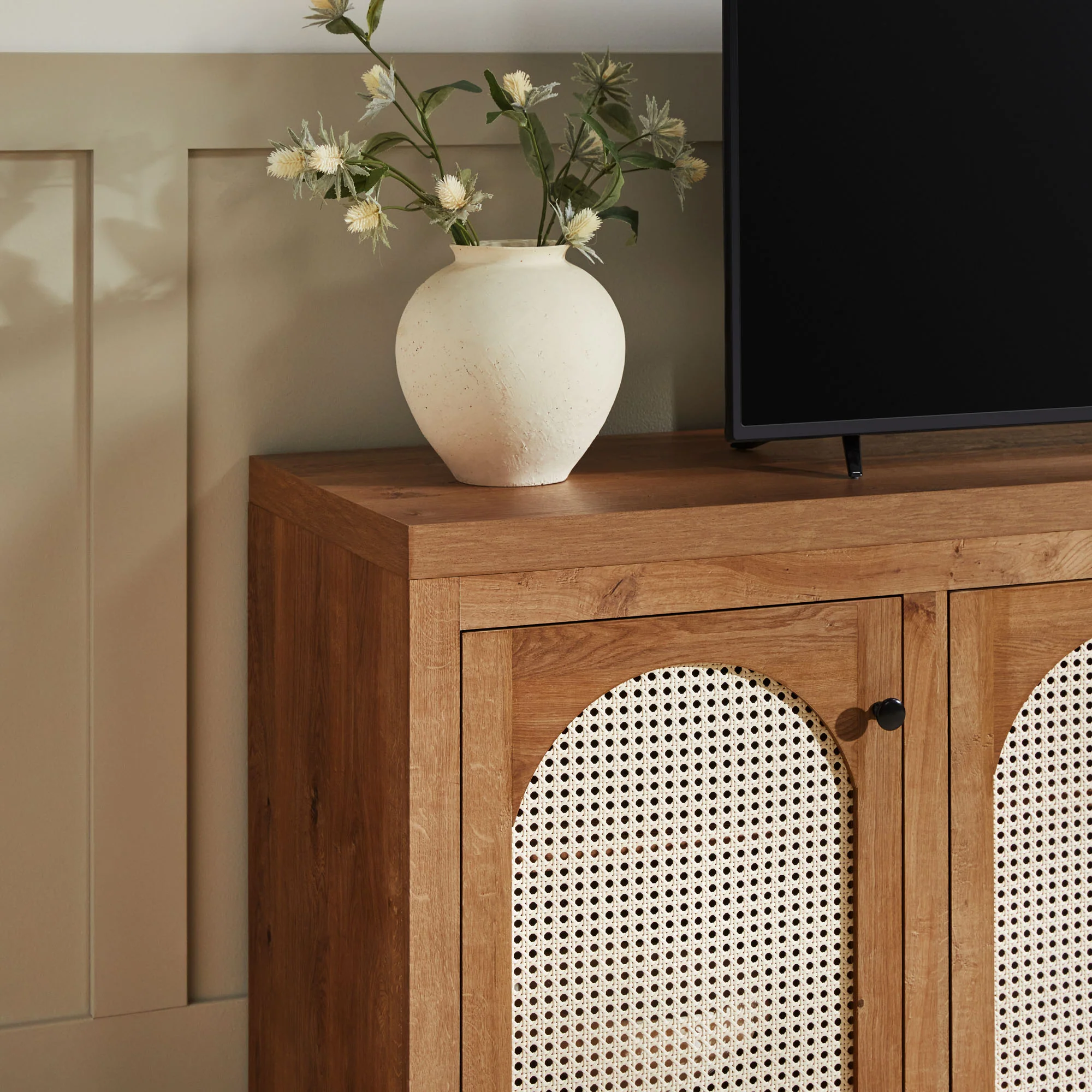 Sasha Contemporary TV Stand and Sideboard with Rattan Doors for up to 80" TV - Image 18
