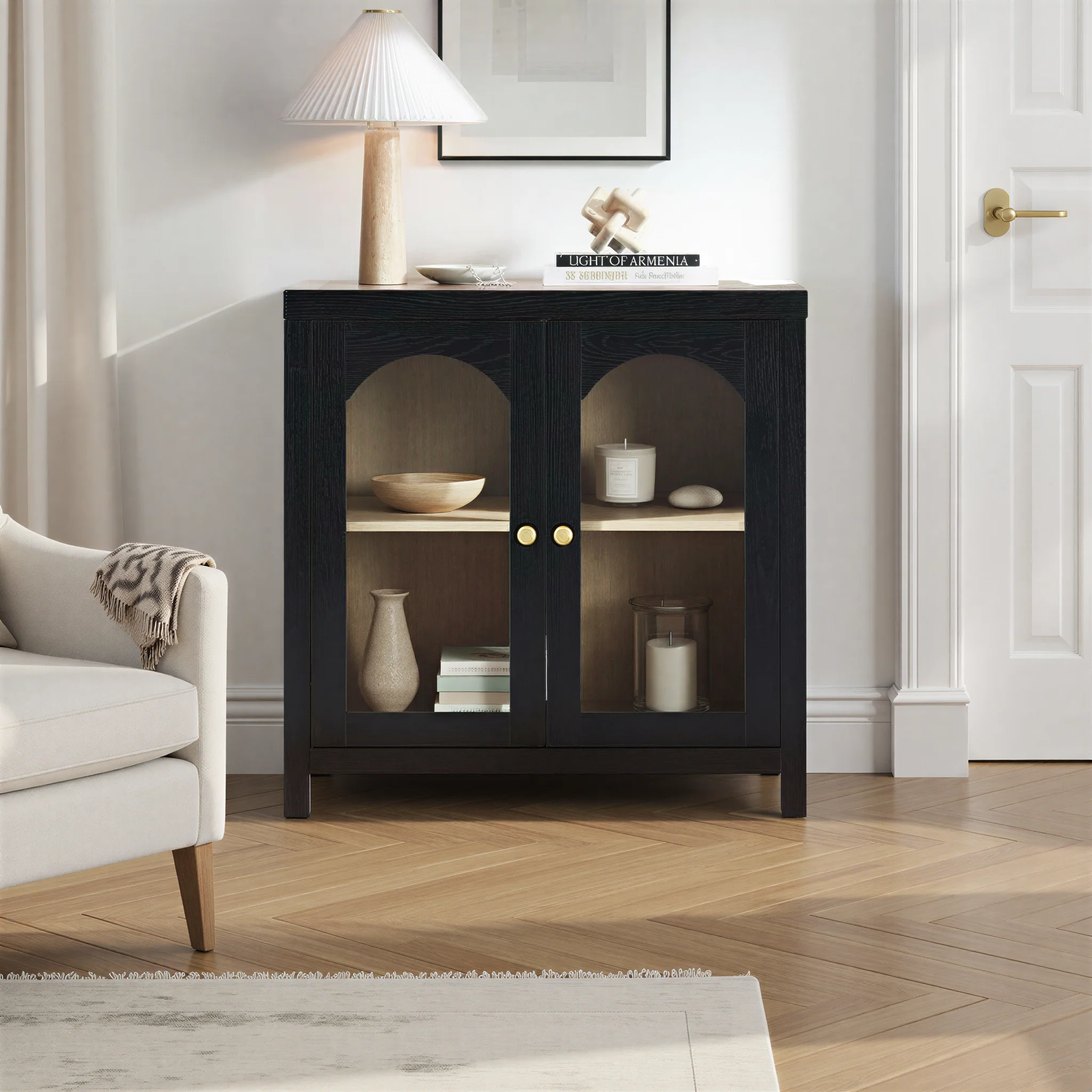 Sasha Modern Arched Glass Accent Cabinet - Image 13