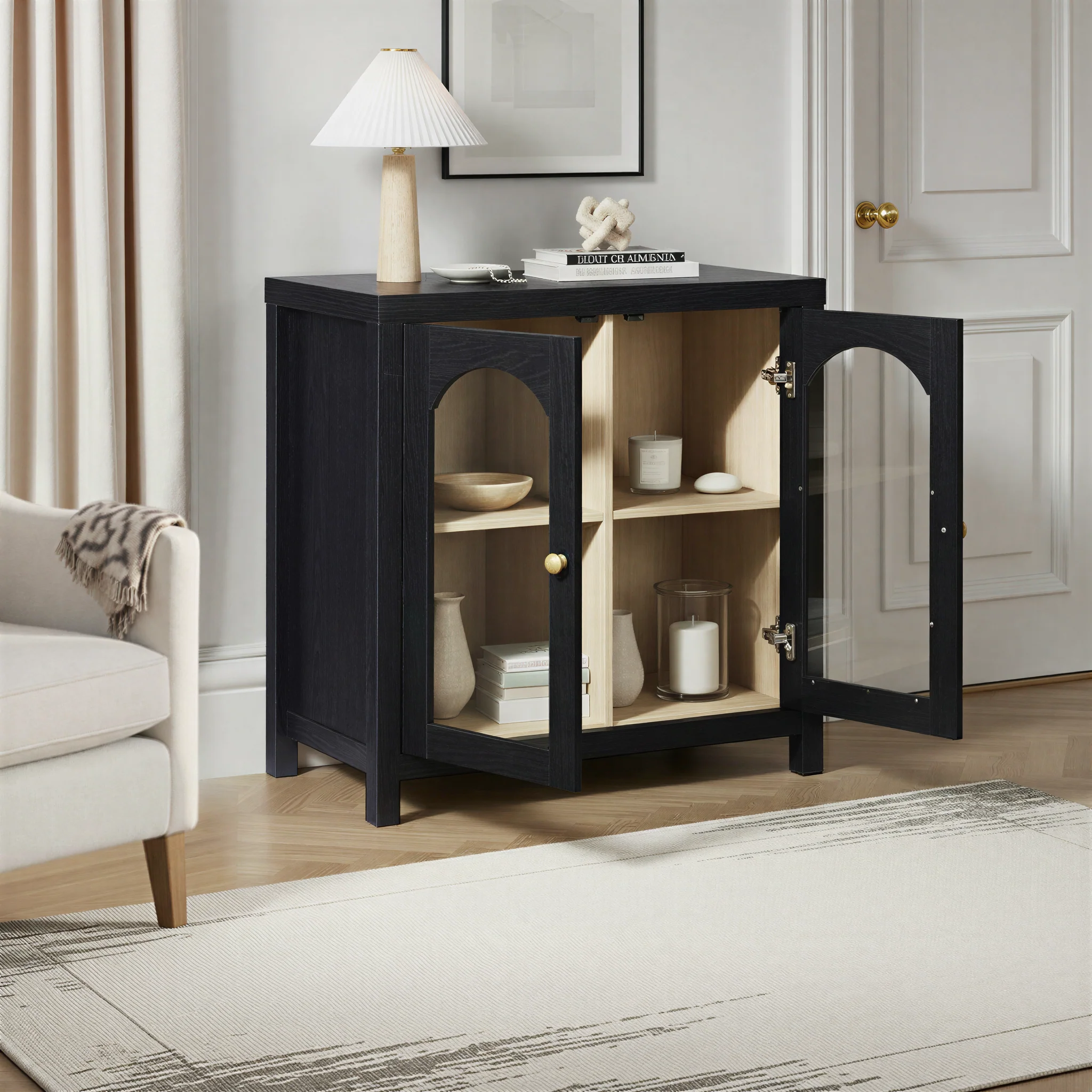 Sasha Modern Arched Glass Accent Cabinet - Image 14