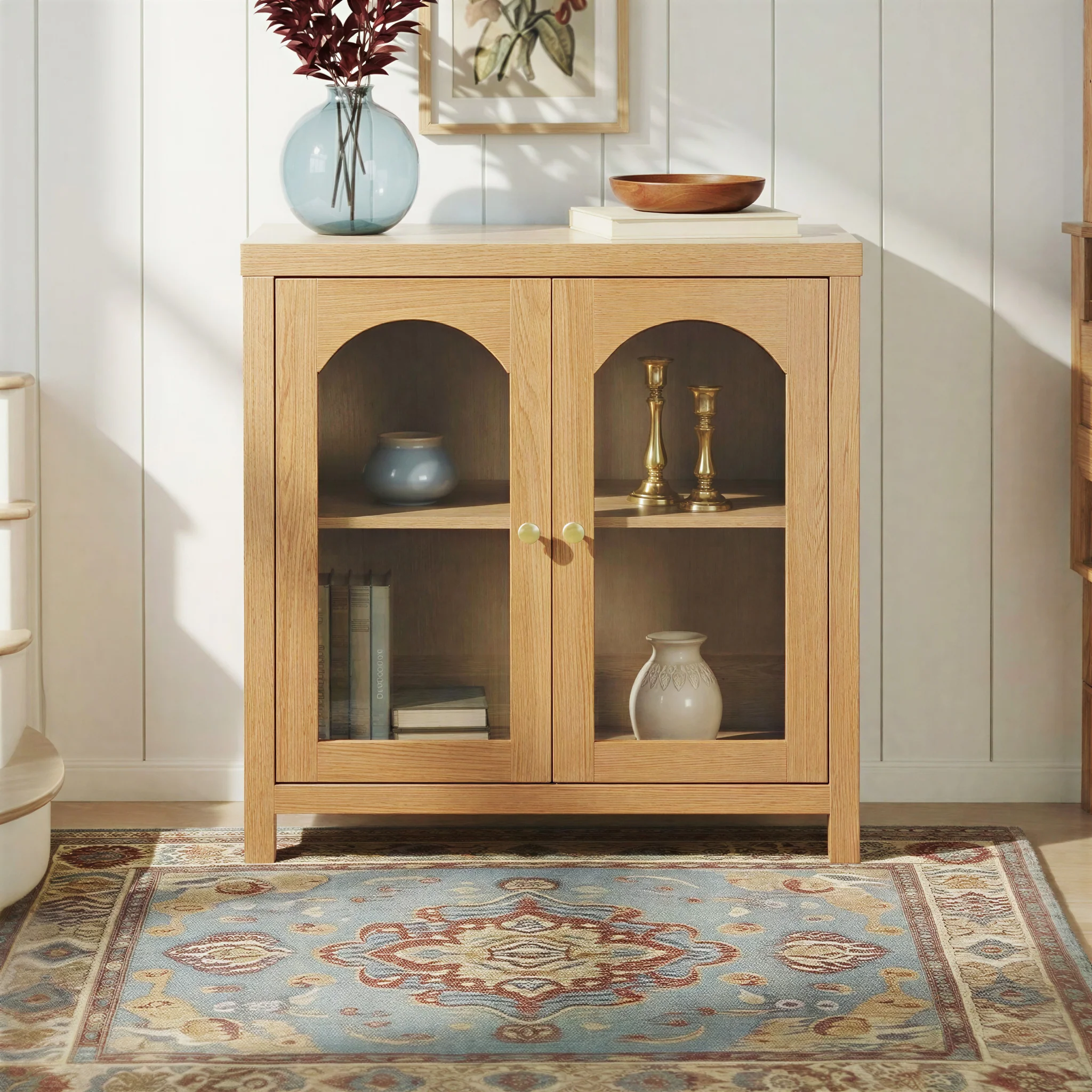 Sasha Modern Arched Glass Accent Cabinet - Image 3