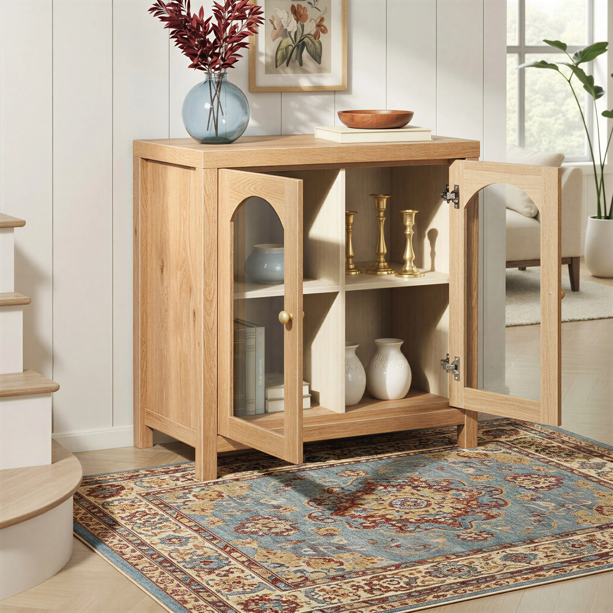 Sasha Modern Arched Glass Accent Cabinet - Image 4