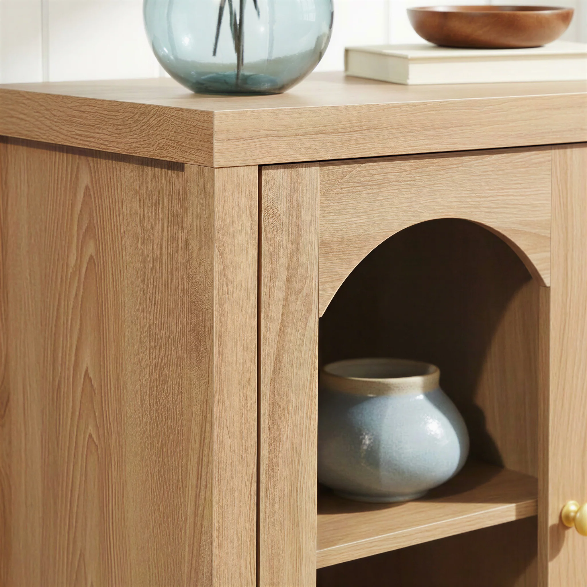Sasha Modern Arched Glass Accent Cabinet - Image 6