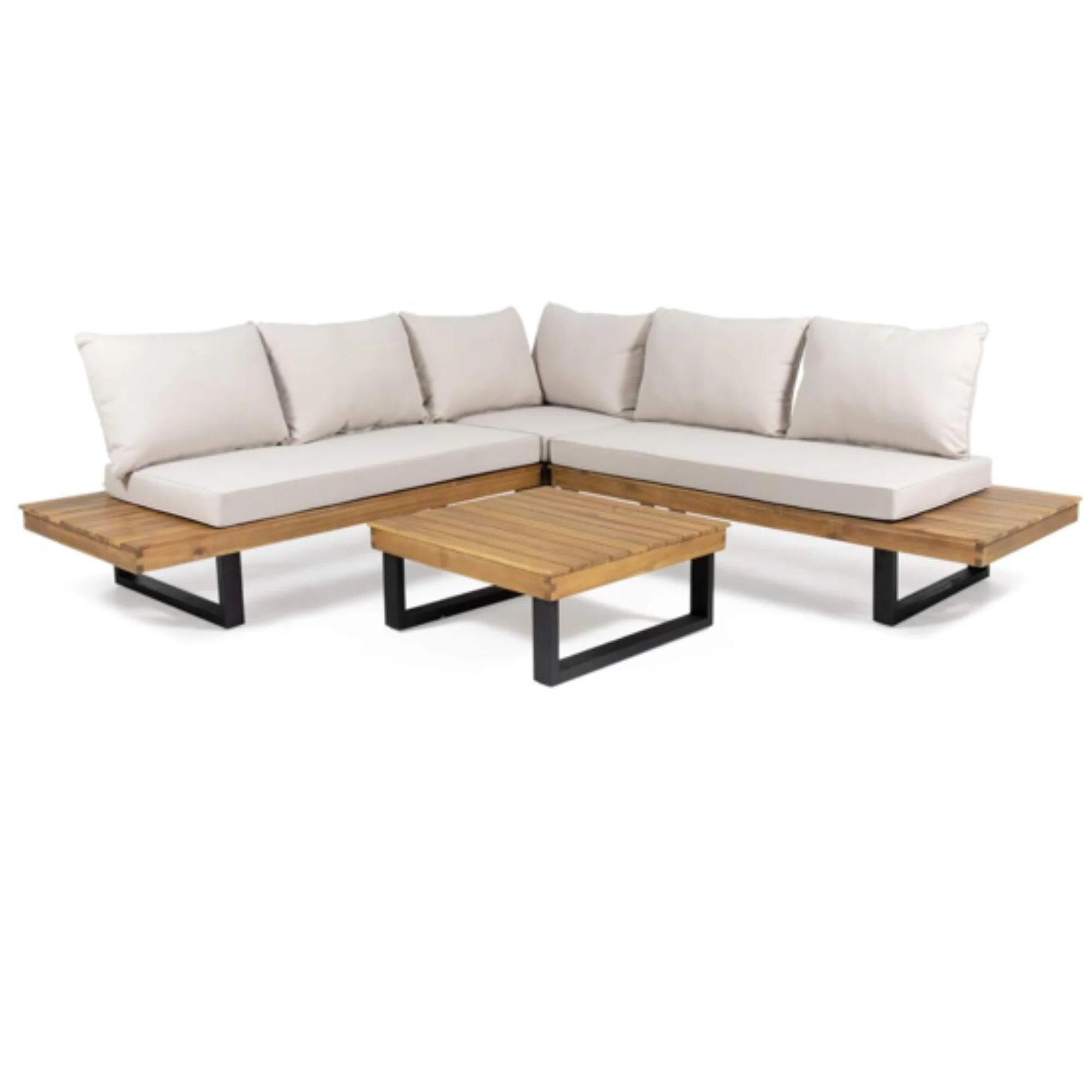 Sebastian Hand-Crafted Outdoor Patio 4-Piece Sofa Set with Water-Resistant Cushions - Image 2
