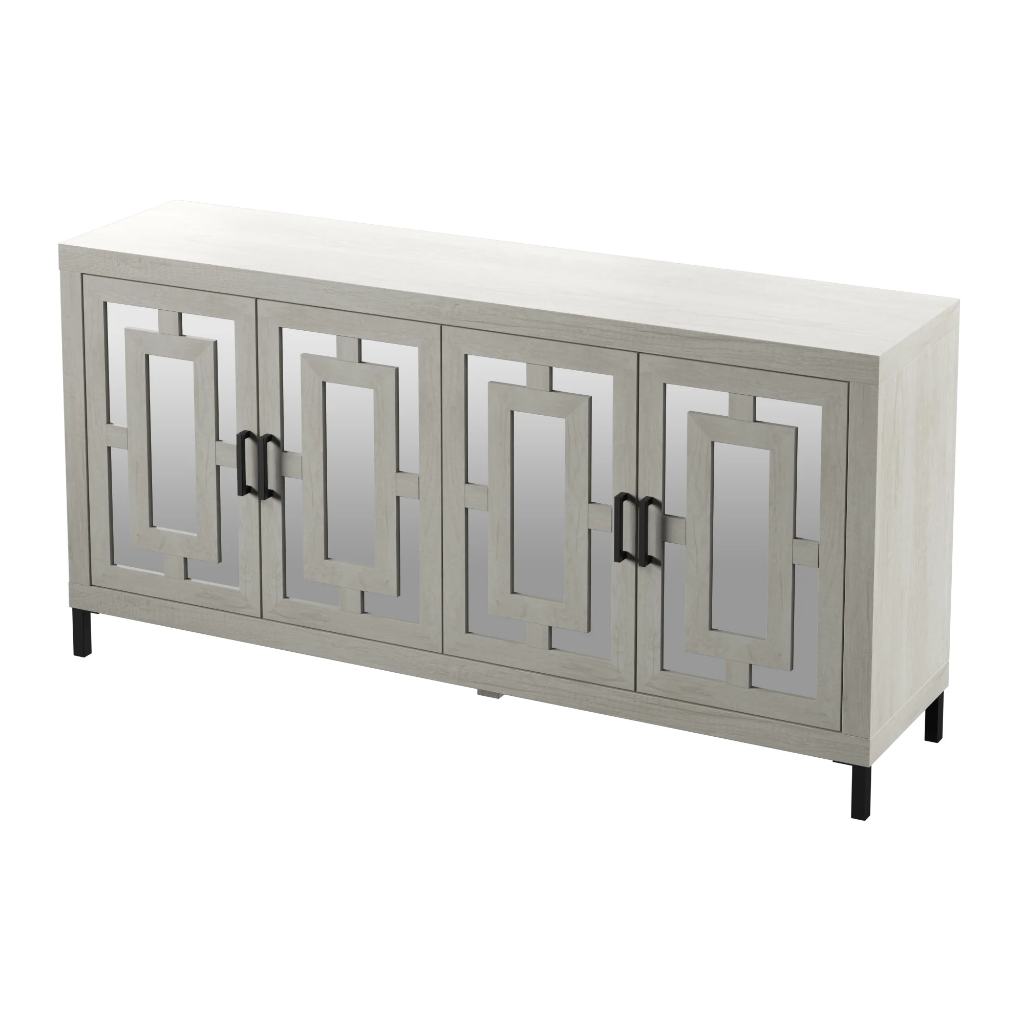 Geometric Mirrored Doors Buffet Sideboard - Image 10