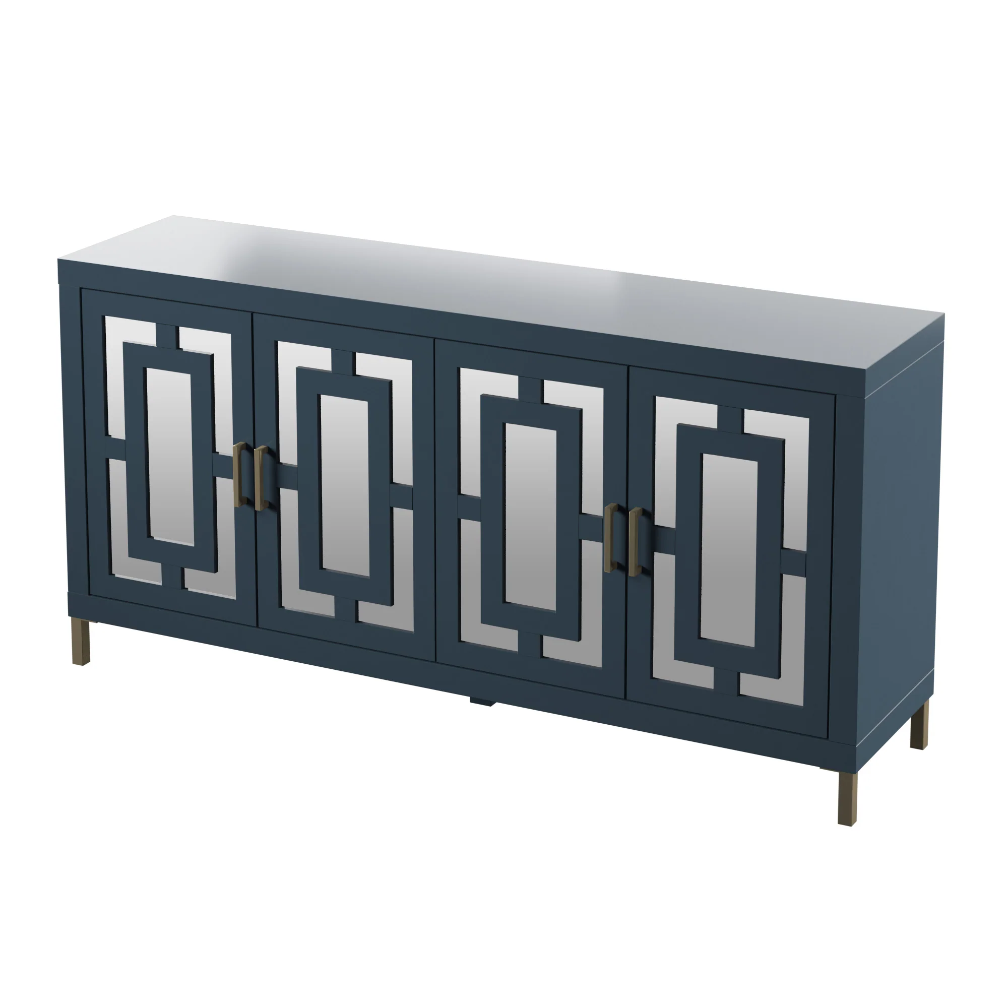 Geometric Mirrored Doors Buffet Sideboard - Image 12