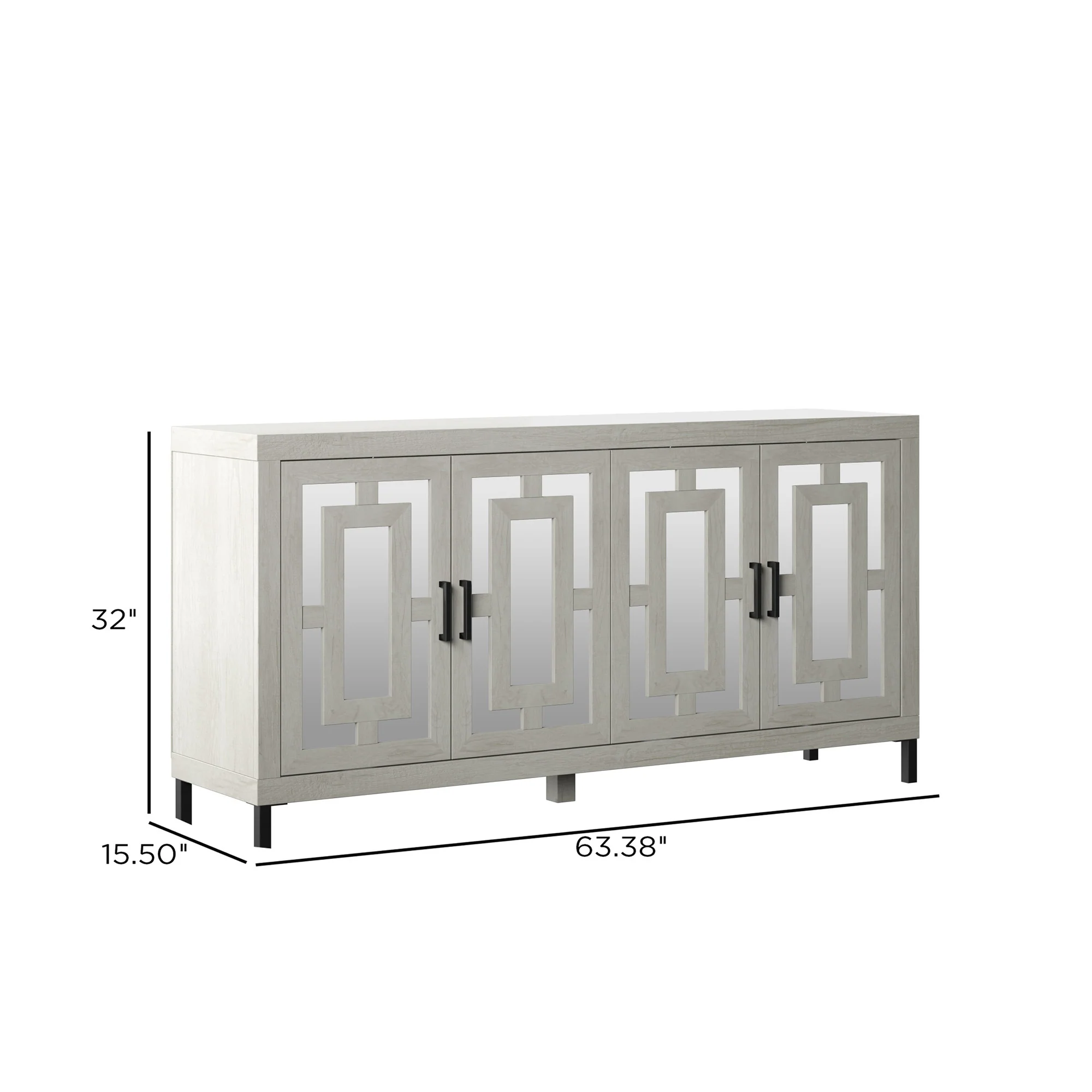 Geometric Mirrored Doors Buffet Sideboard - Image 13