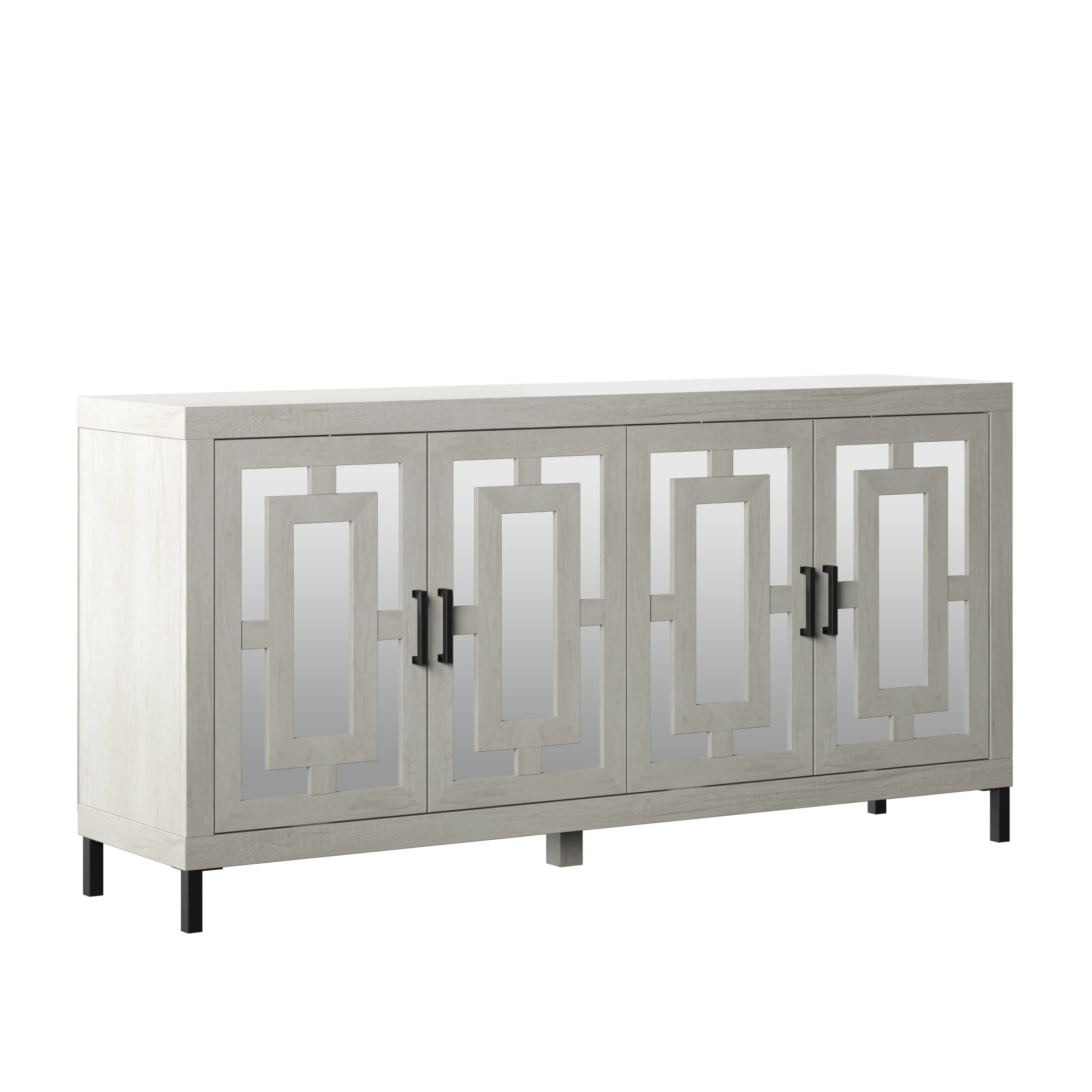 Geometric Mirrored Doors Buffet Sideboard - Image 3