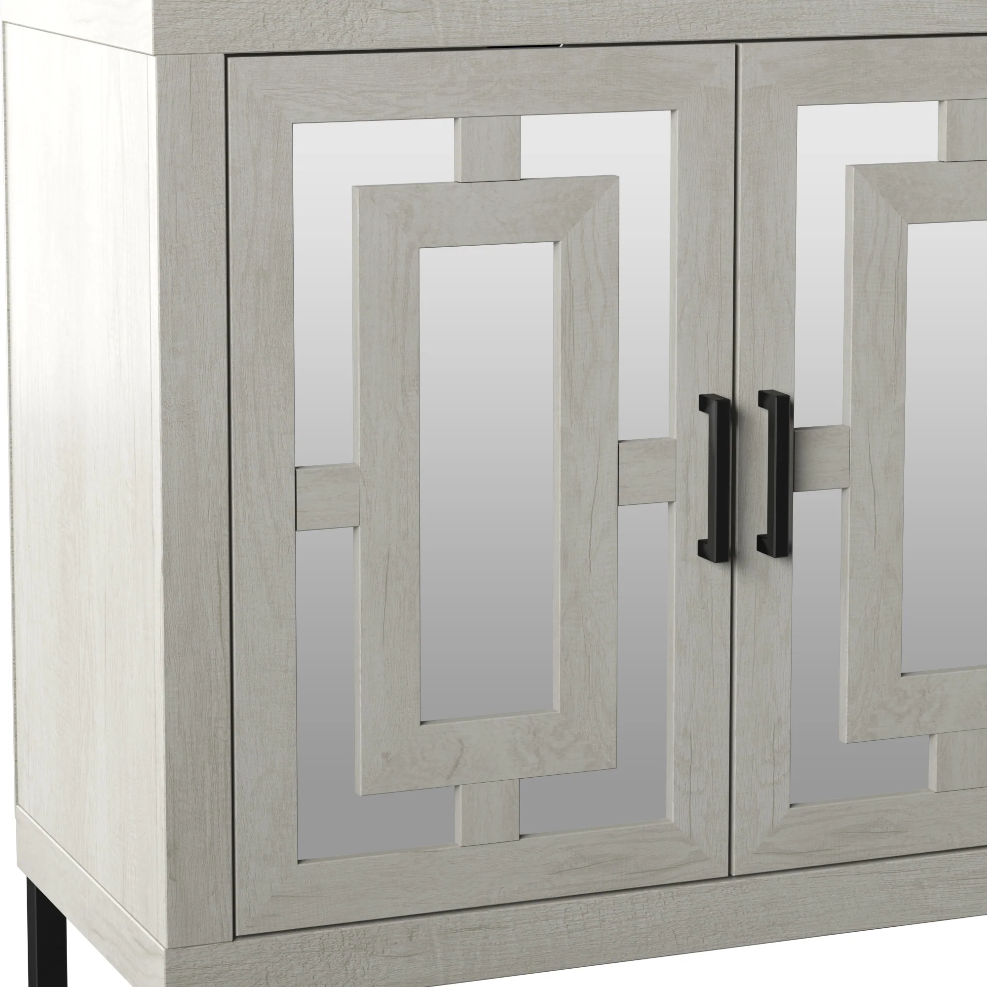 Geometric Mirrored Doors Buffet Sideboard - Image 5