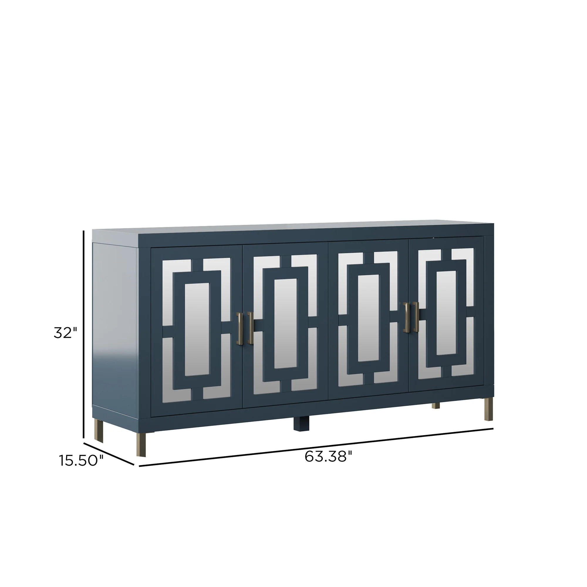 Geometric Mirrored Doors Buffet Sideboard - Image 6