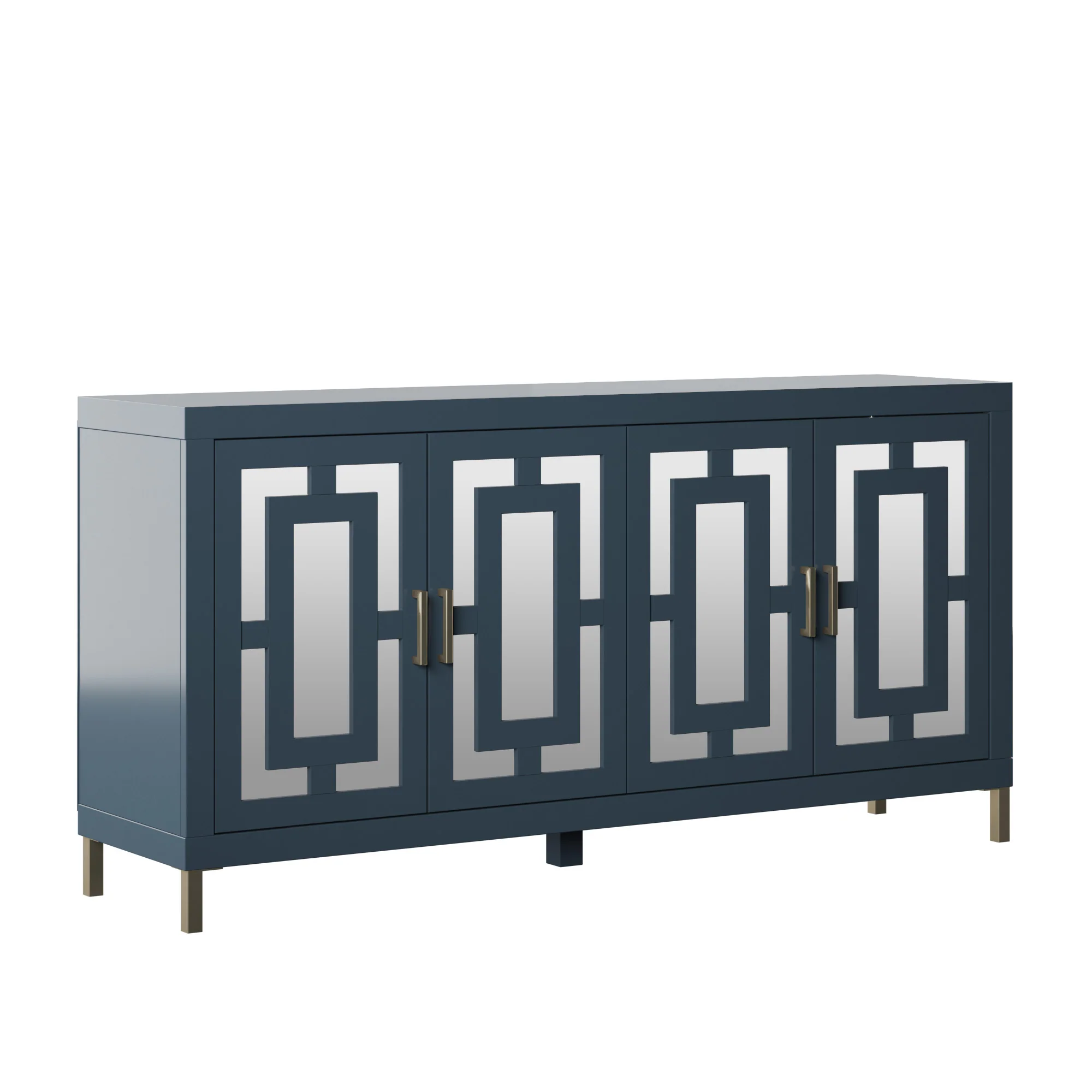 Geometric Mirrored Doors Buffet Sideboard - Image 7