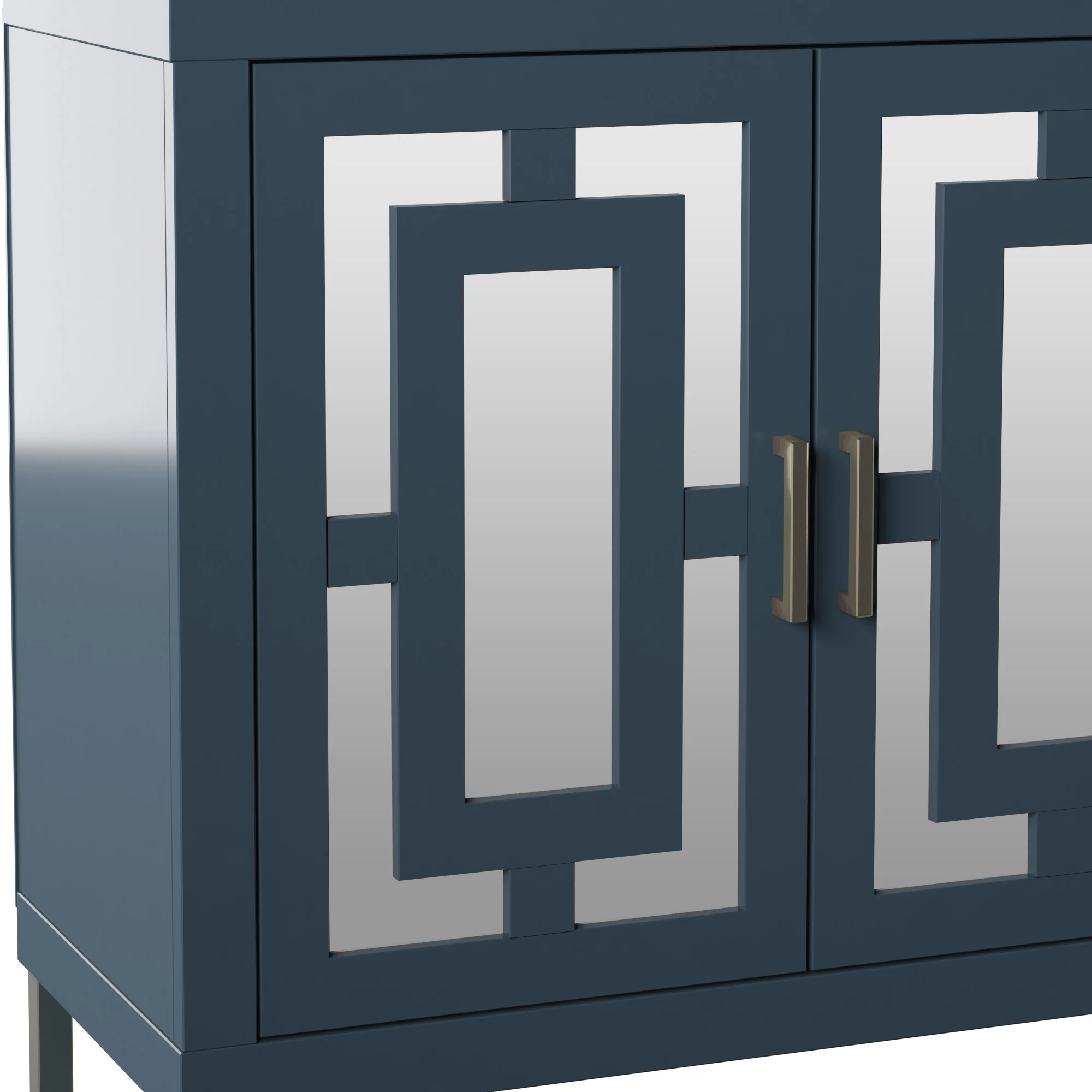 Geometric Mirrored Doors Buffet Sideboard - Image 8