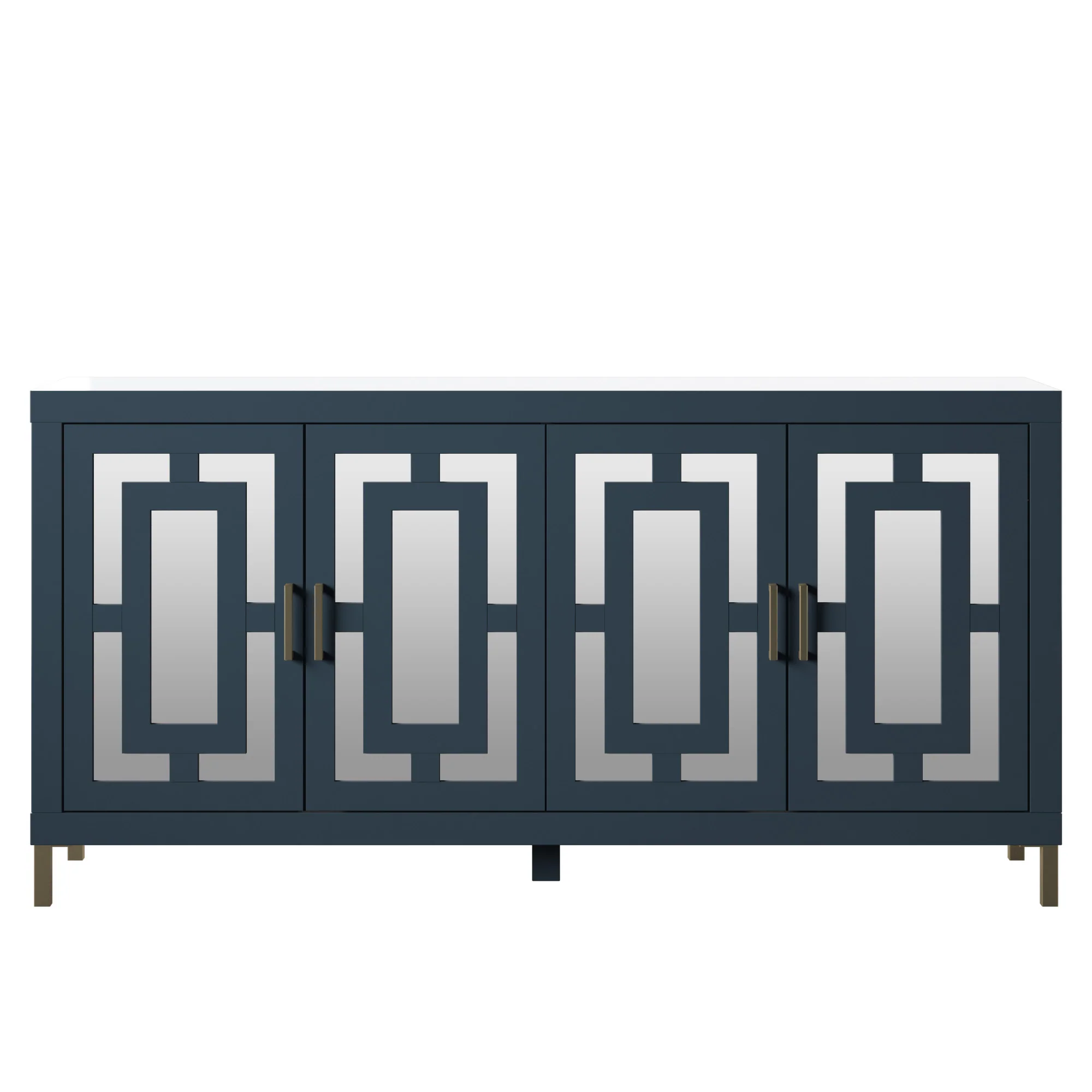 Geometric Mirrored Doors Buffet Sideboard - Image 9