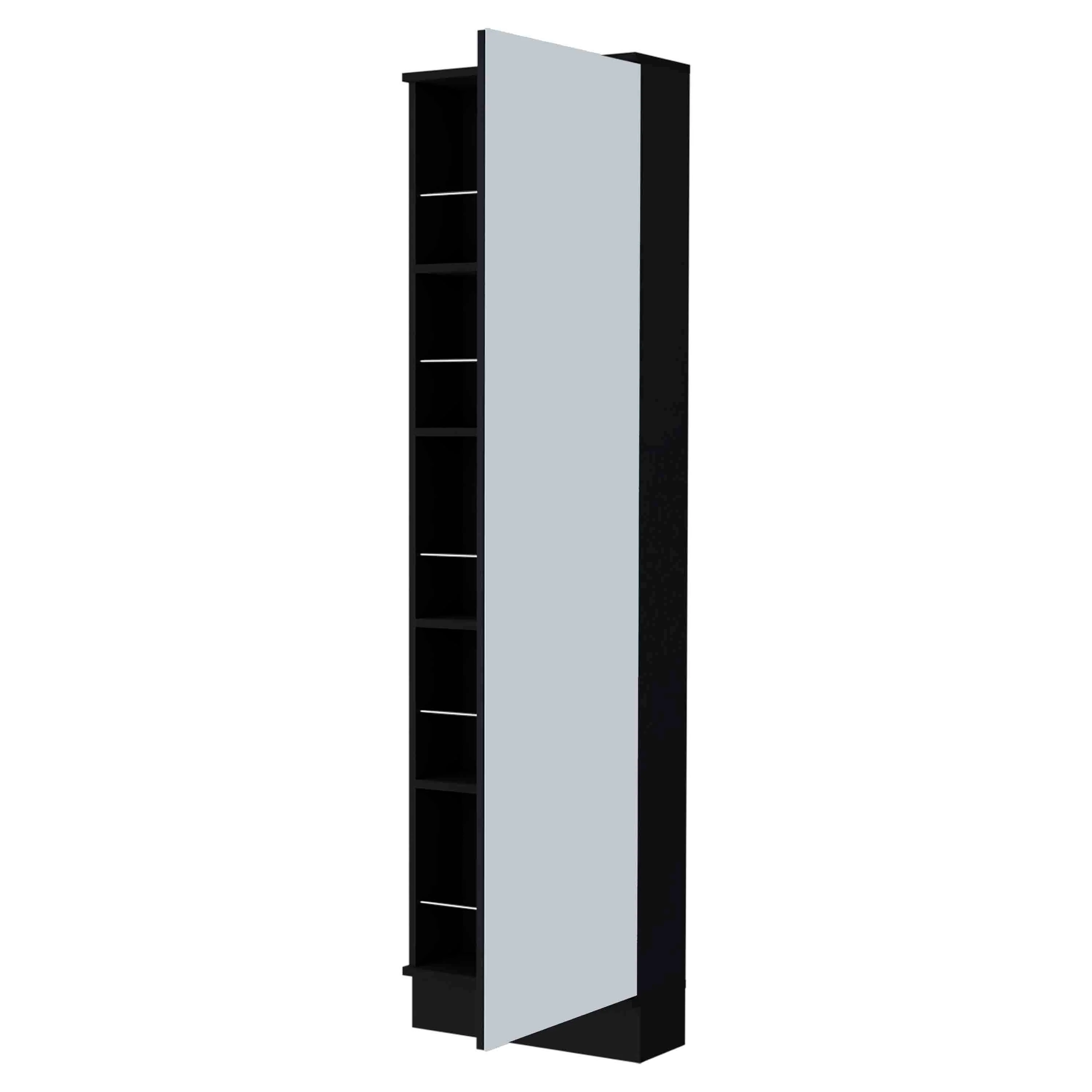 Single Door Mirror Shoe Rack Cabinet - Image 4