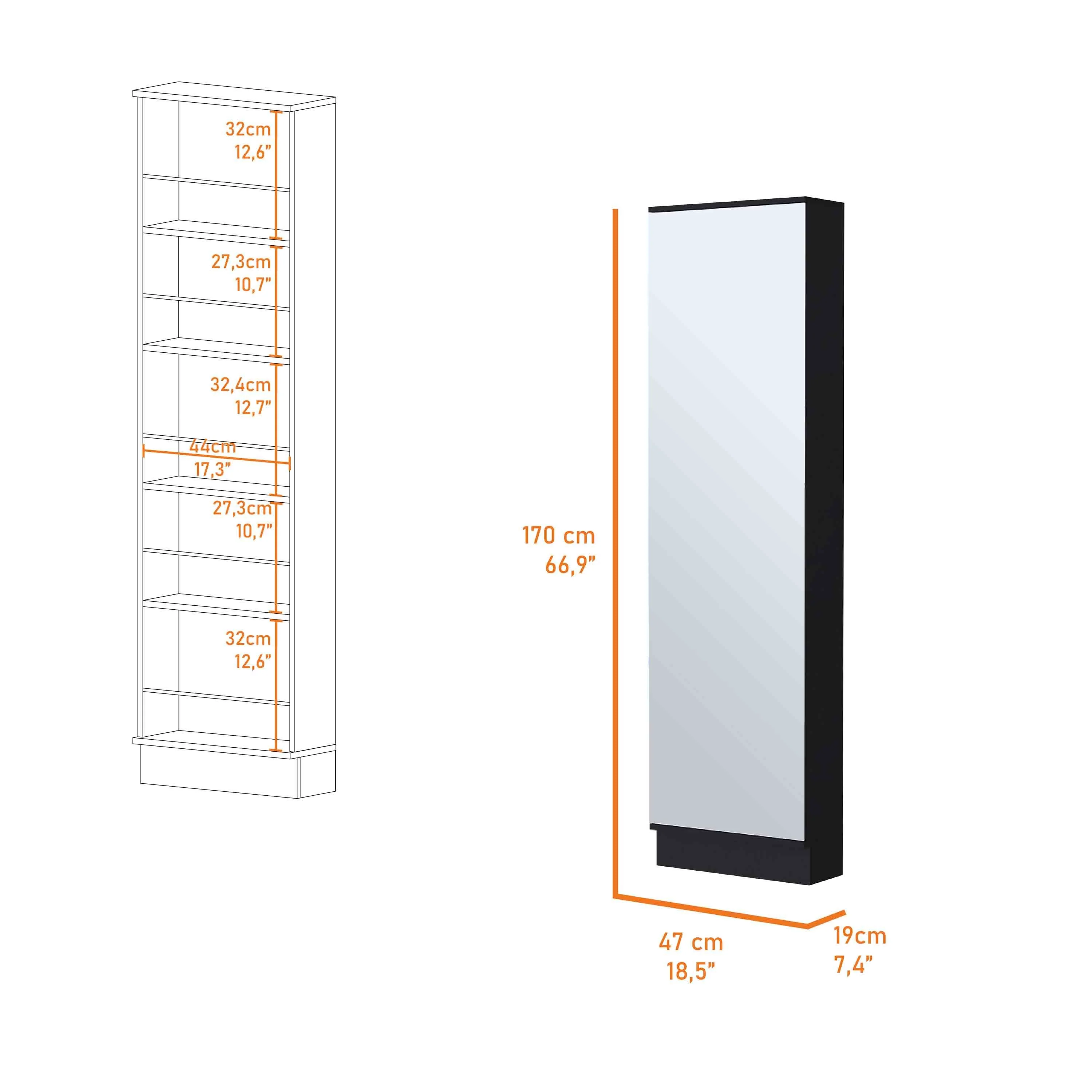 Single Door Mirror Shoe Rack Cabinet - Image 5