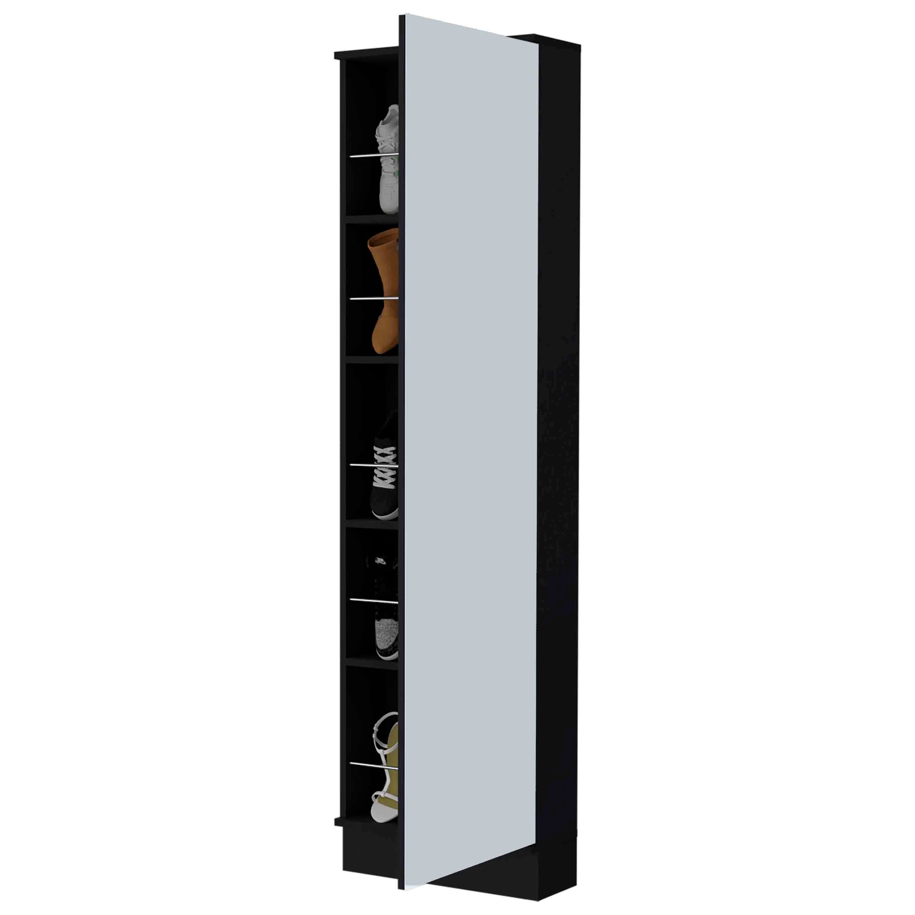 Single Door Mirror Shoe Rack Cabinet - Image 6