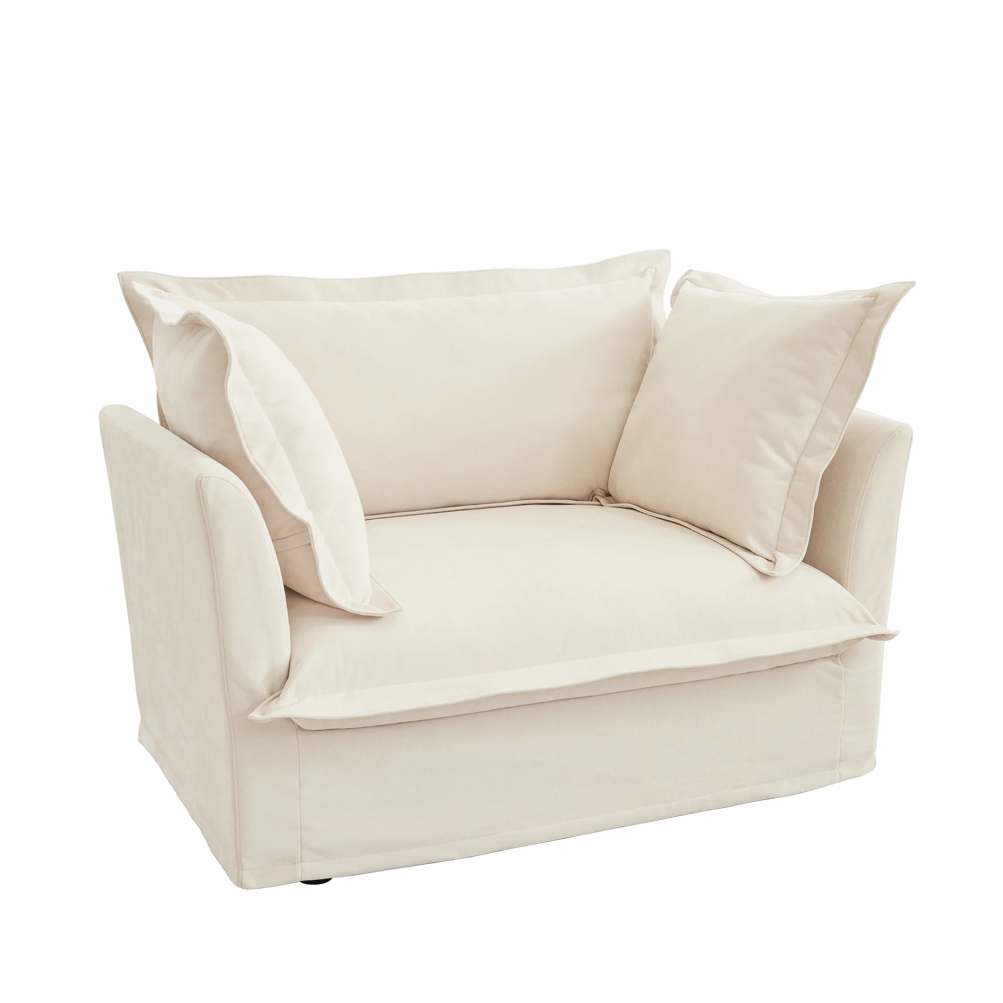 Walker Edison | Slip-covered Deep Seat Comfy Accent Chair - Image 2