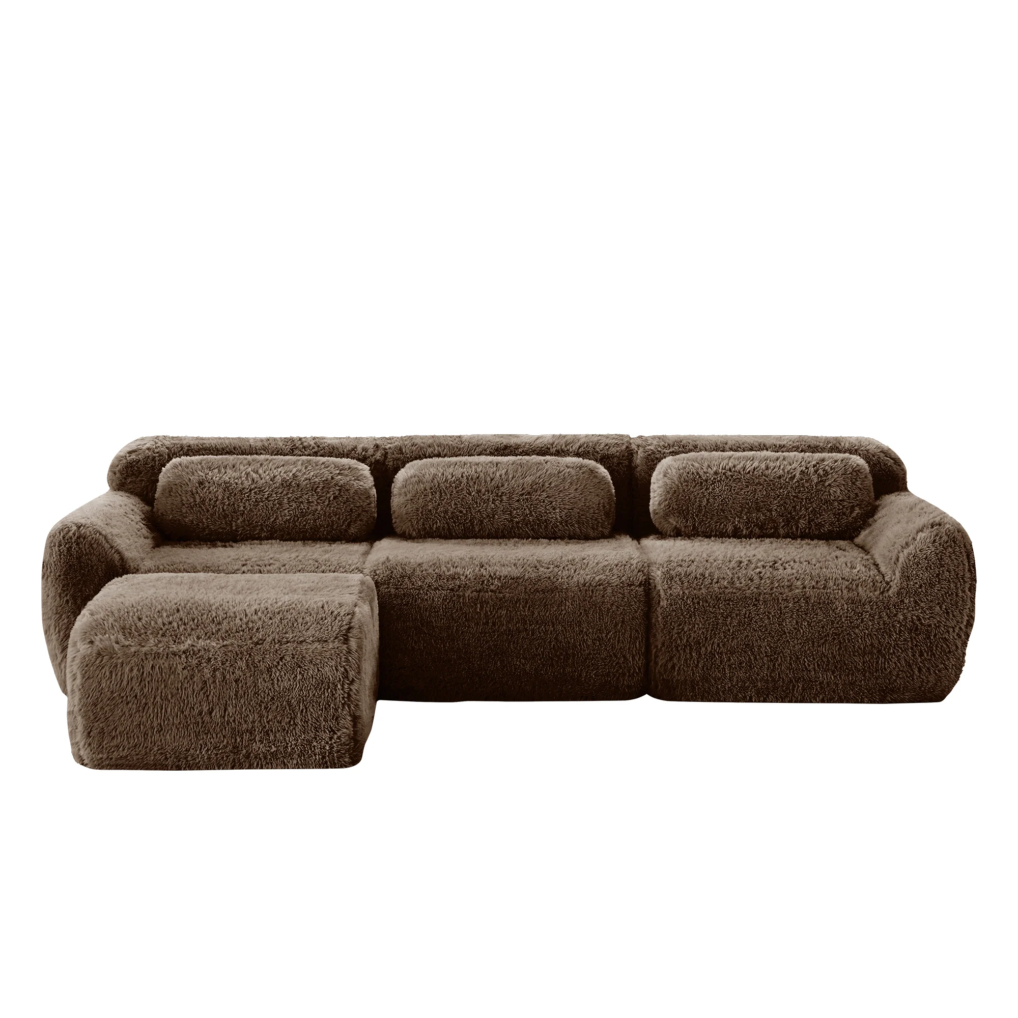Soft And Fluffy Plush Boneless Modular Sofa with Ottoman - Image 19