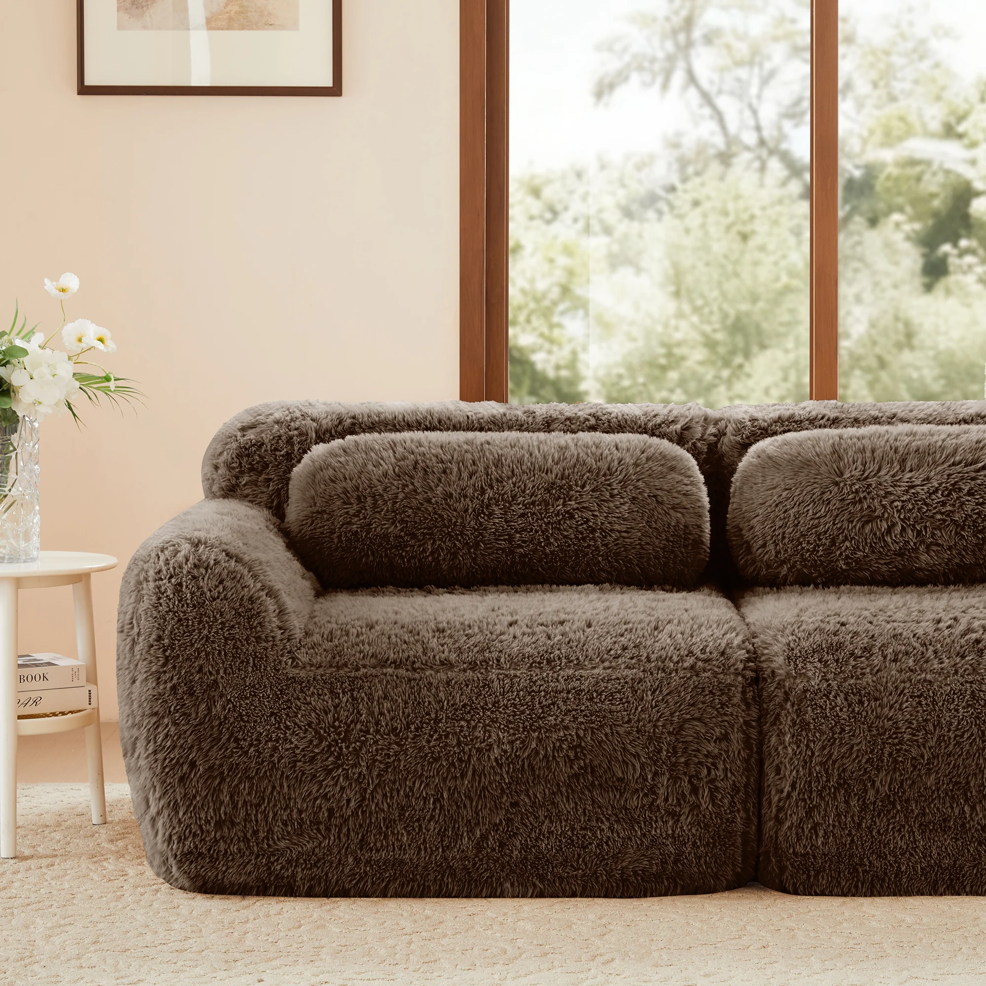 Soft And Fluffy Plush Boneless Modular Sofa with Ottoman - Image 23