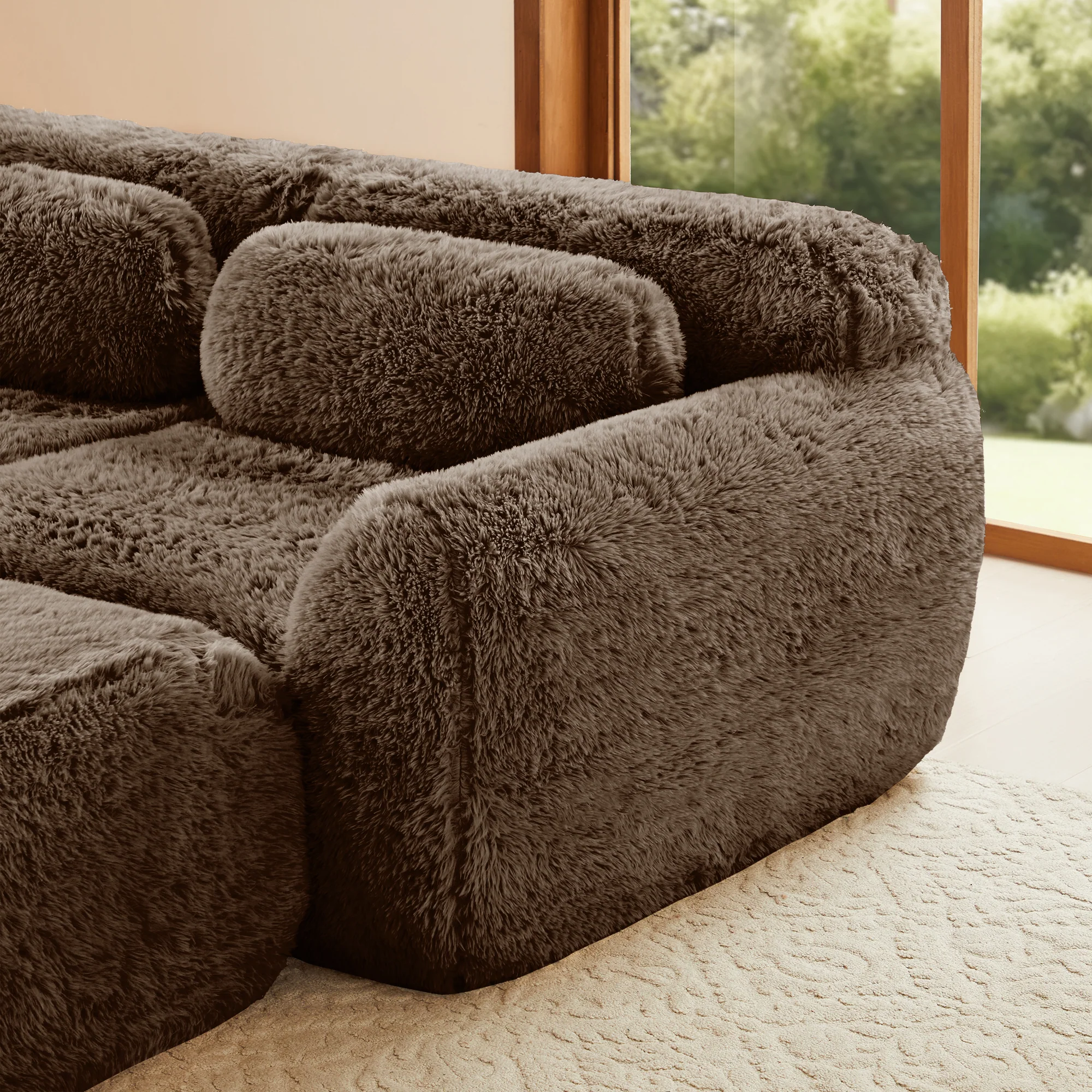 Soft And Fluffy Plush Boneless Modular Sofa with Ottoman - Image 24