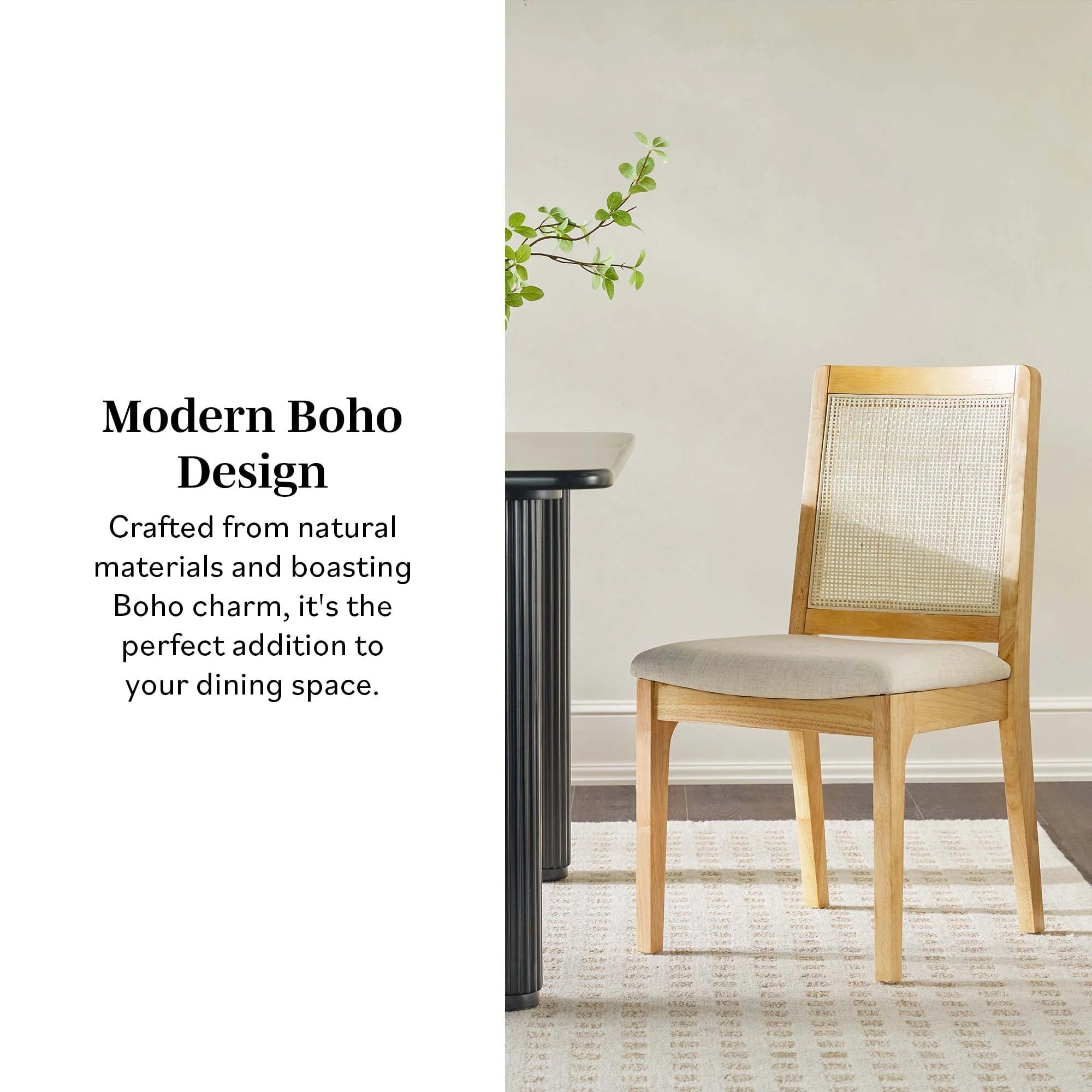 Catalina Solid Wood Dining Chair with Rattan Inset Back, Set of 2 - Image 3