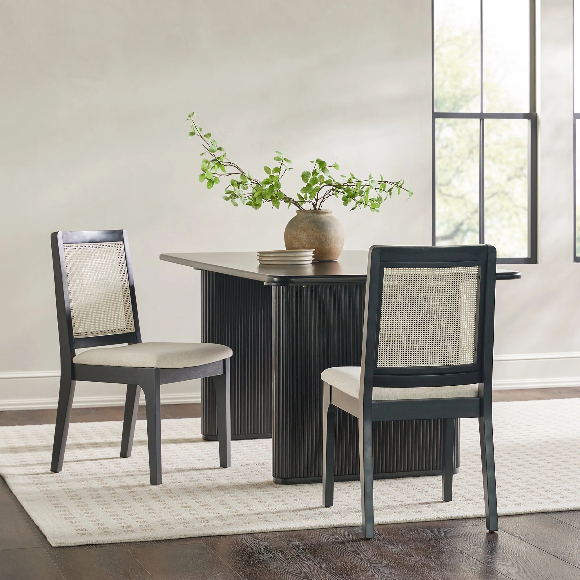 Catalina Solid Wood Dining Chair with Rattan Inset Back, Set of 2 - Image 7