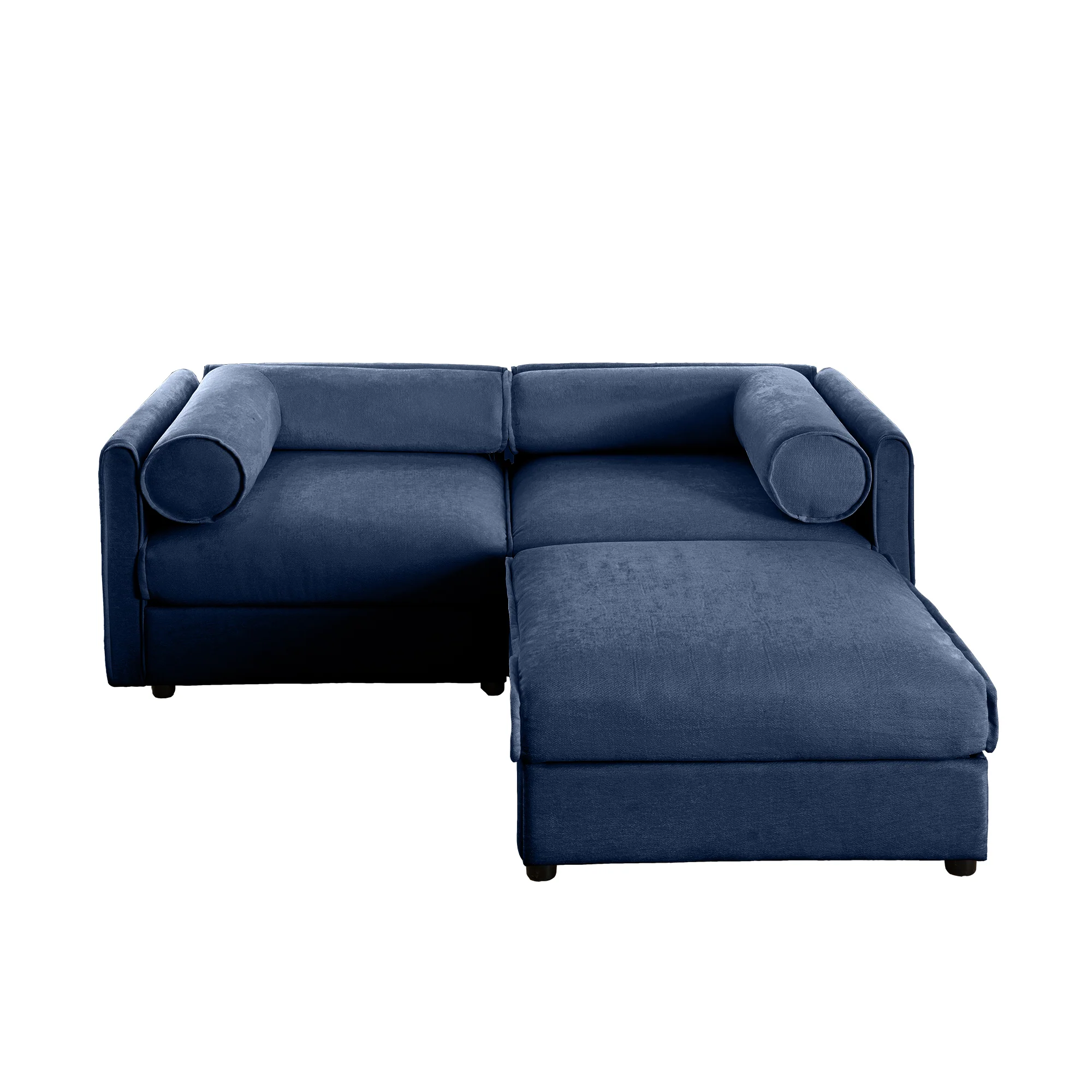 Walker Edison | Stylish Blue Chenille Loveseat Sofa with Ottoman Storage Seat - Image 7