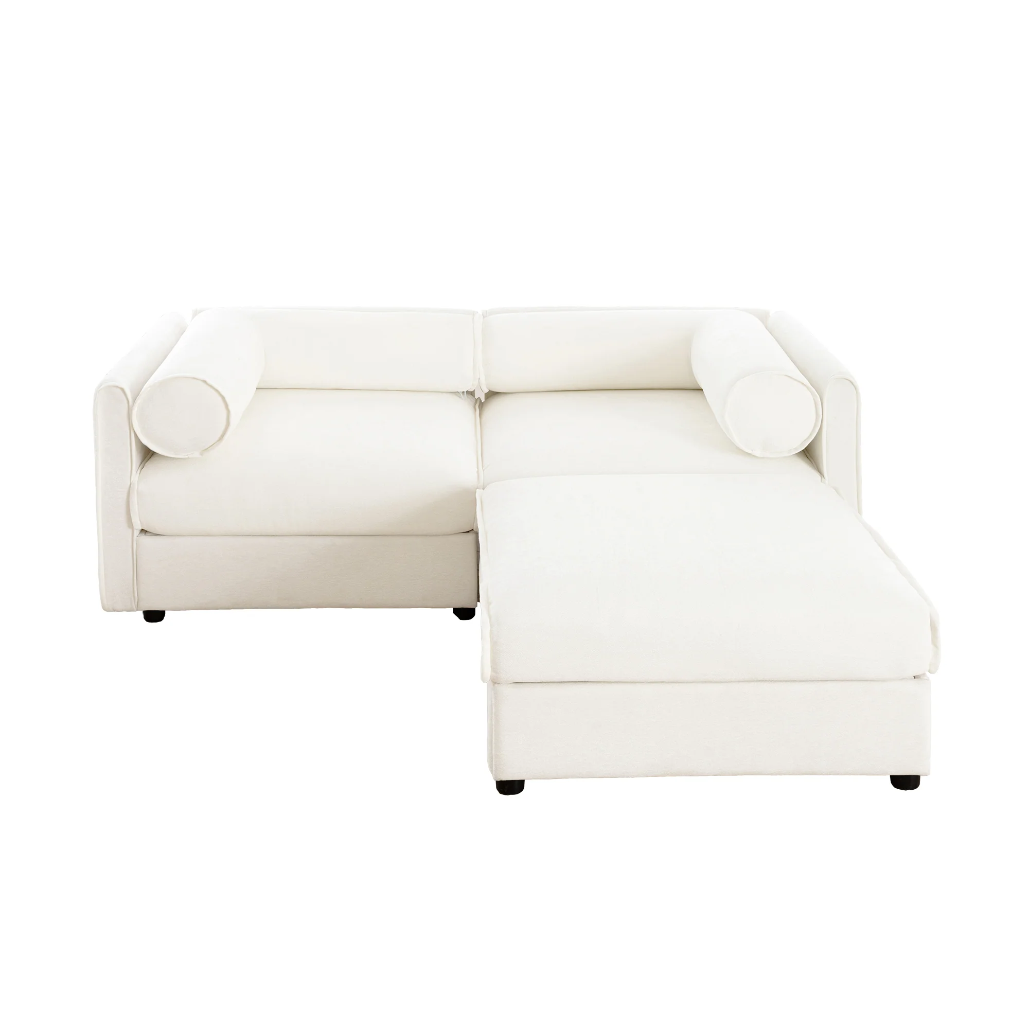 Walker Edison | Stylish Modern Chenille Loveseat Sofa with Ottoman Storage - Image 13