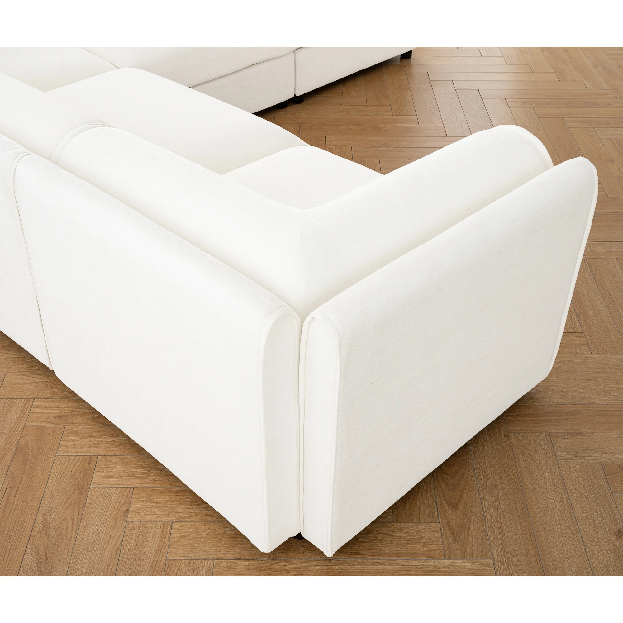Walker Edison | Stylish Modern Chenille Loveseat Sofa with Ottoman Storage - Image 5