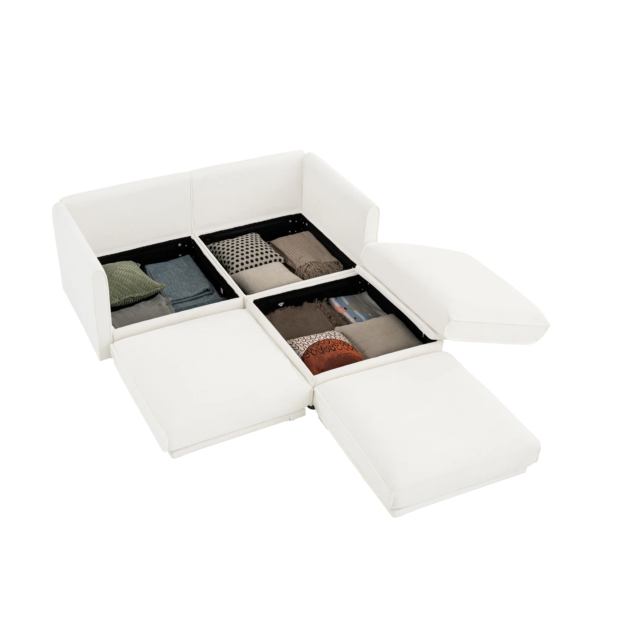 Walker Edison | Stylish Modern Chenille Loveseat Sofa with Ottoman Storage - Image 9