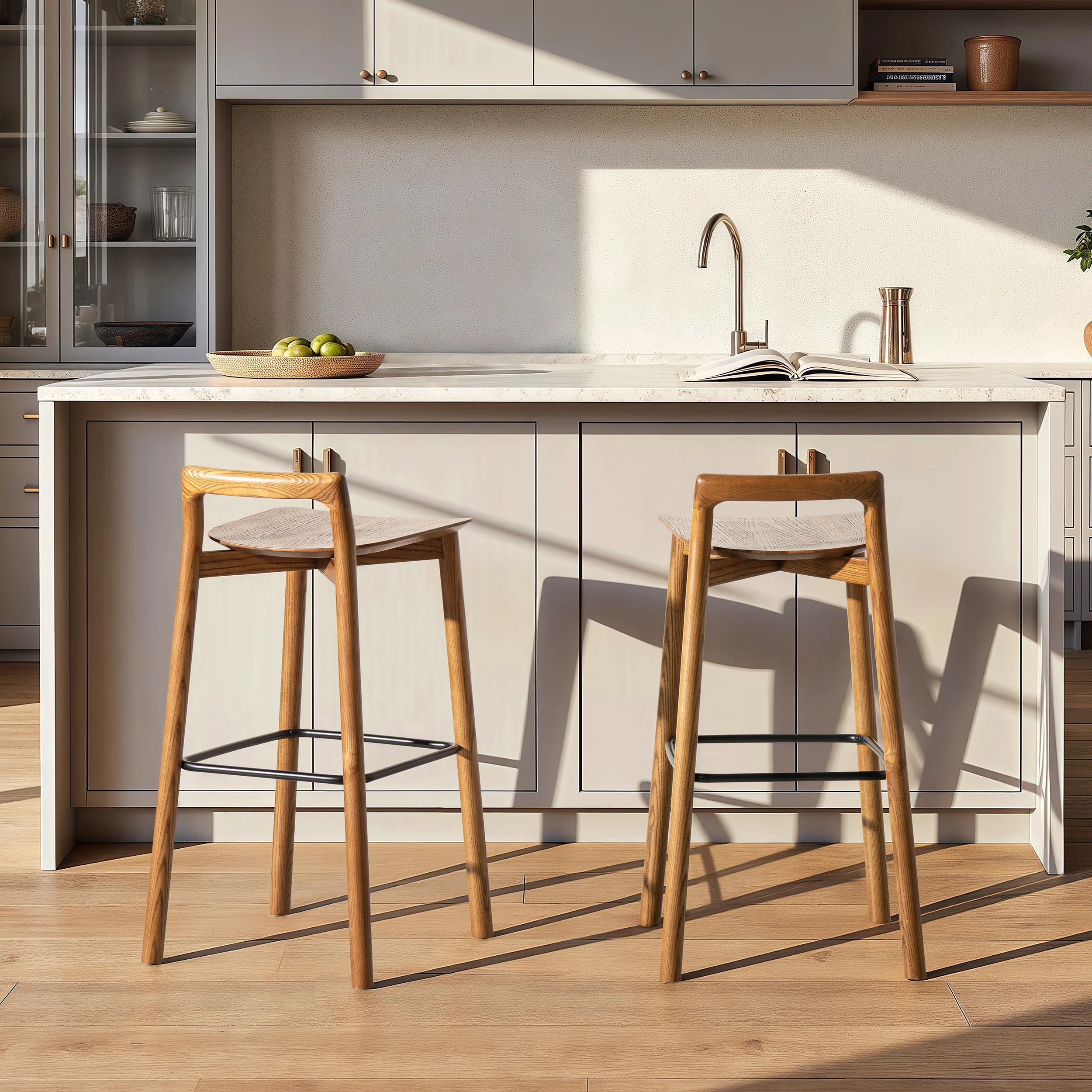 Sven 30' Modern Minimalist Low Back Wood Barstool - Image 3