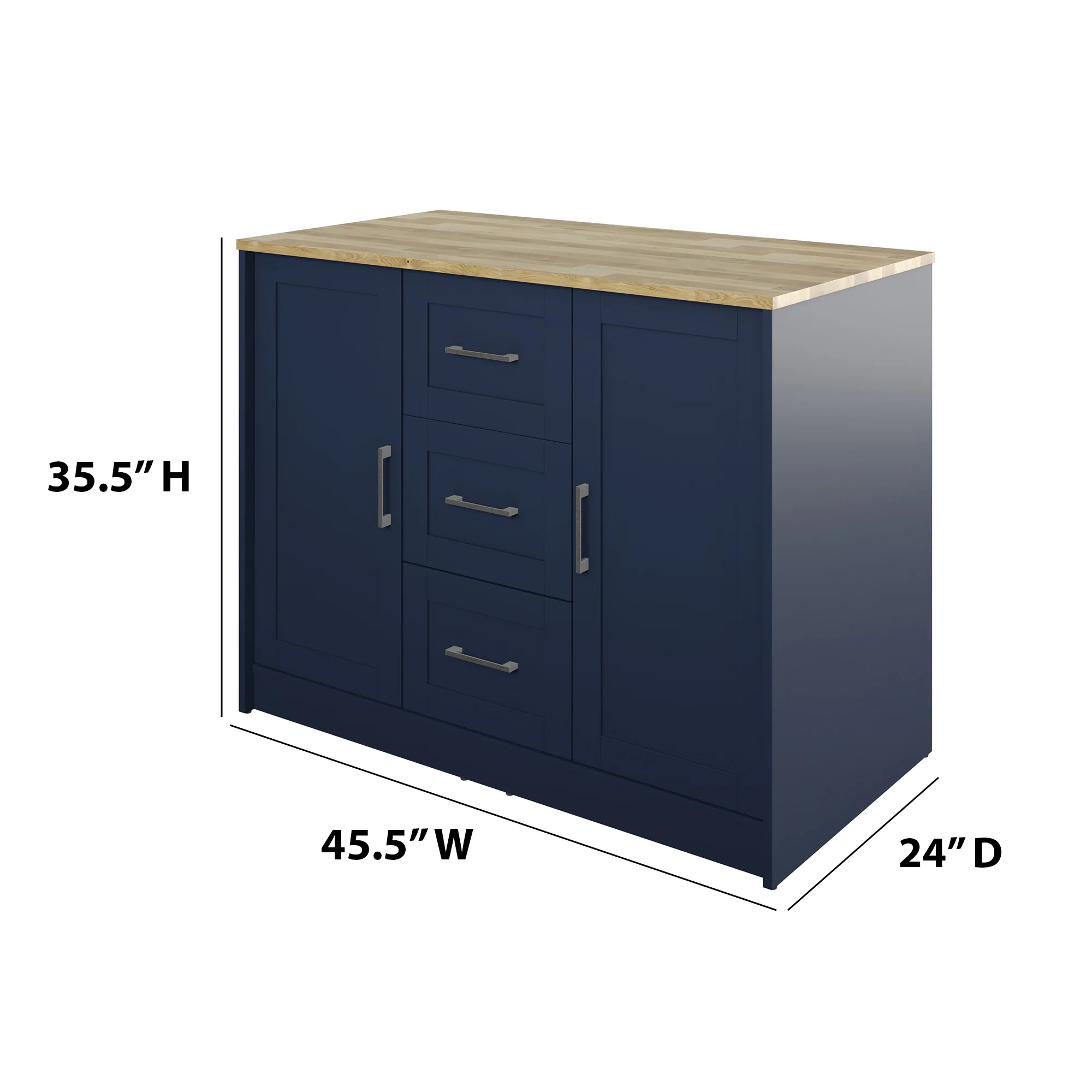 Classic Modern Kitchen Island with Butcher Block Top - Image 10