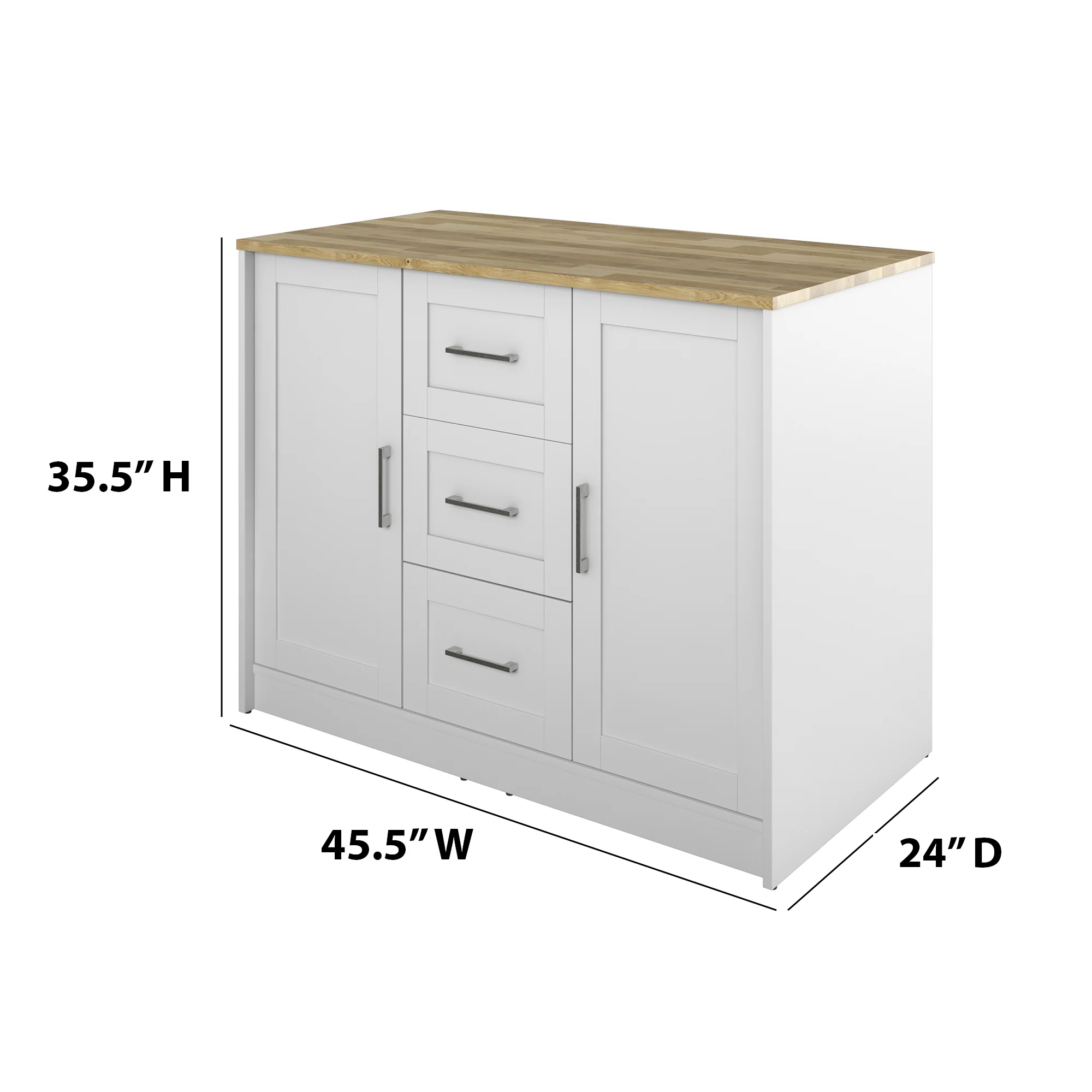 Classic Modern Kitchen Island with Butcher Block Top - Image 17