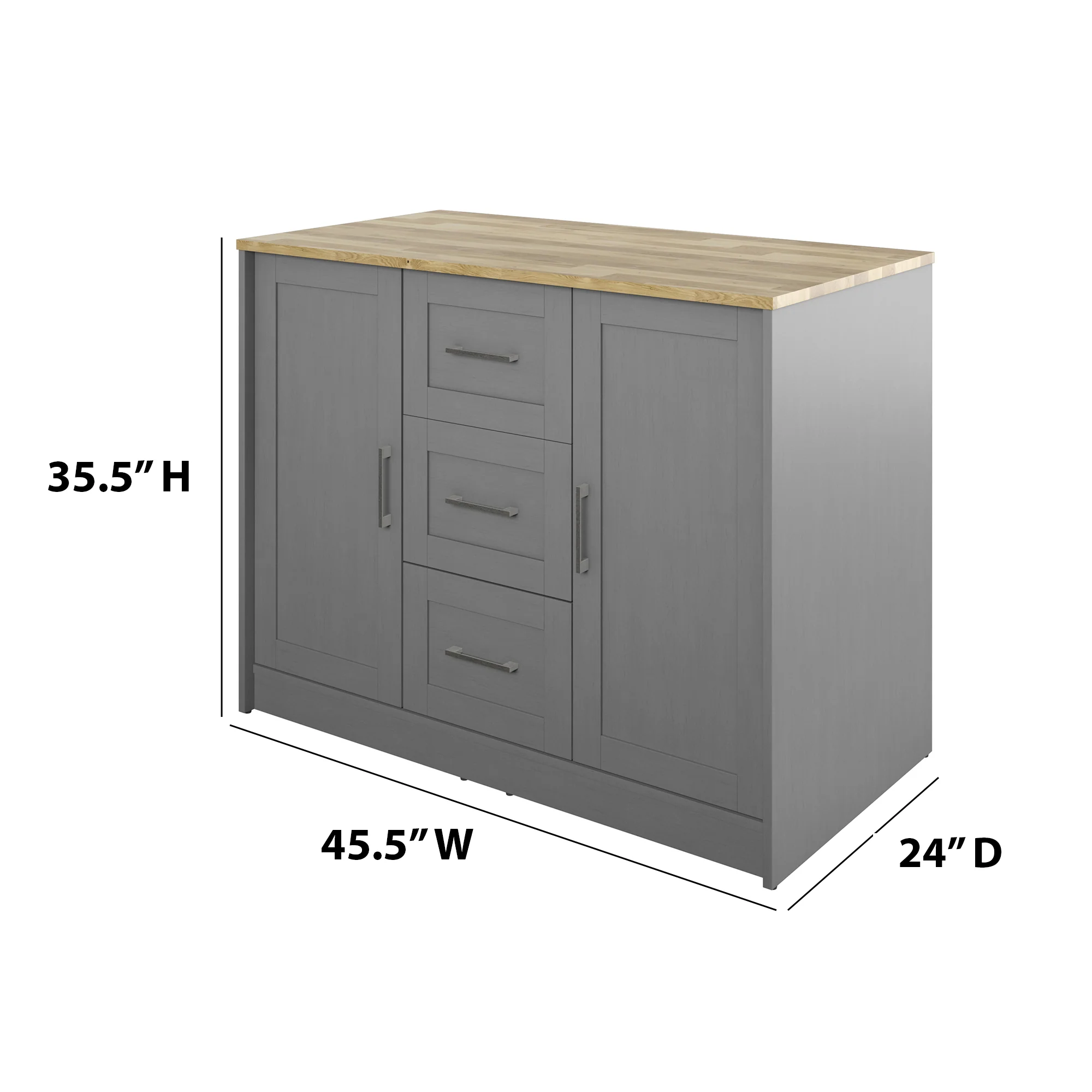 Classic Modern Kitchen Island with Butcher Block Top - Image 5