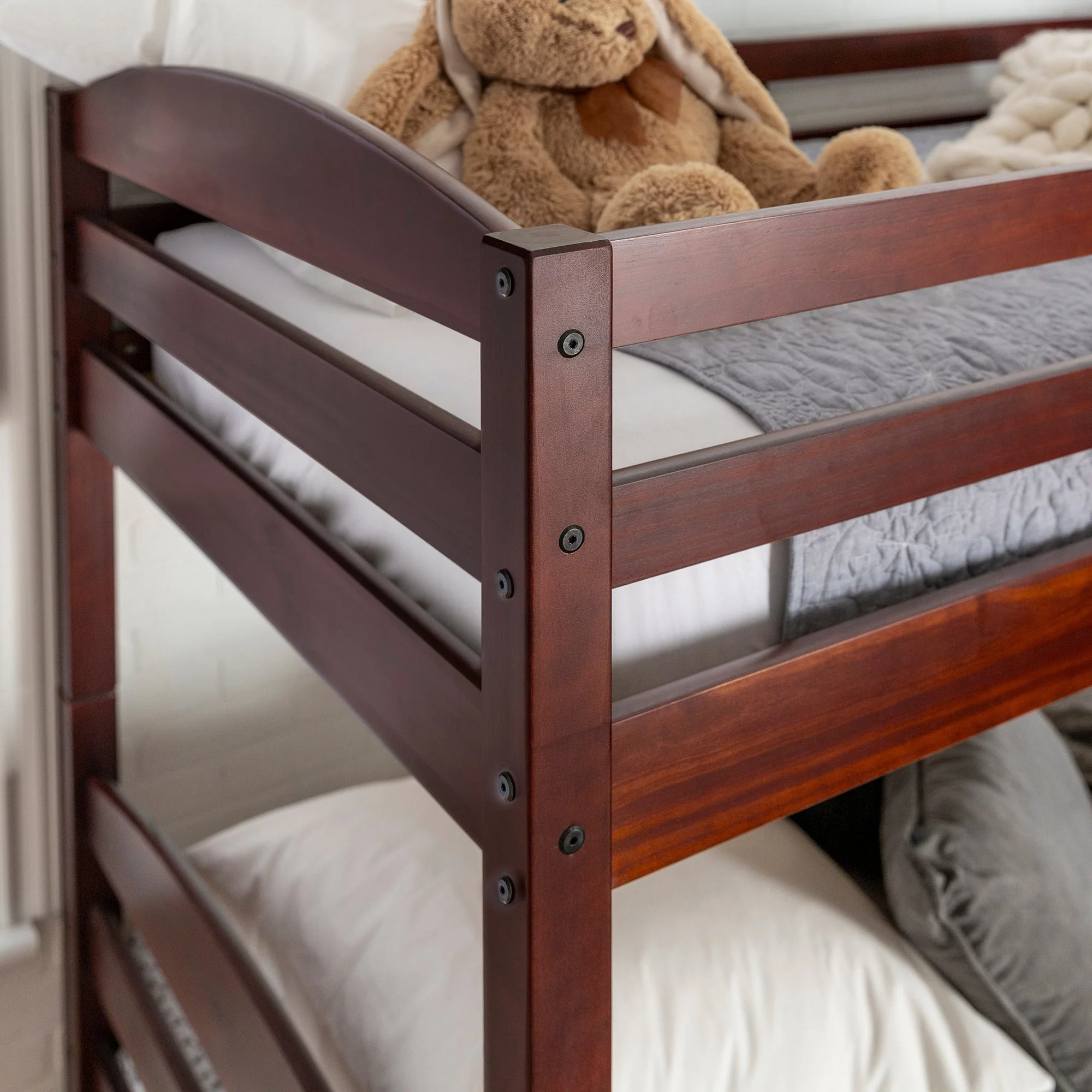 Carolina Transitional Solid Wood Twin-over-Twin Bunk Bed - Image 12