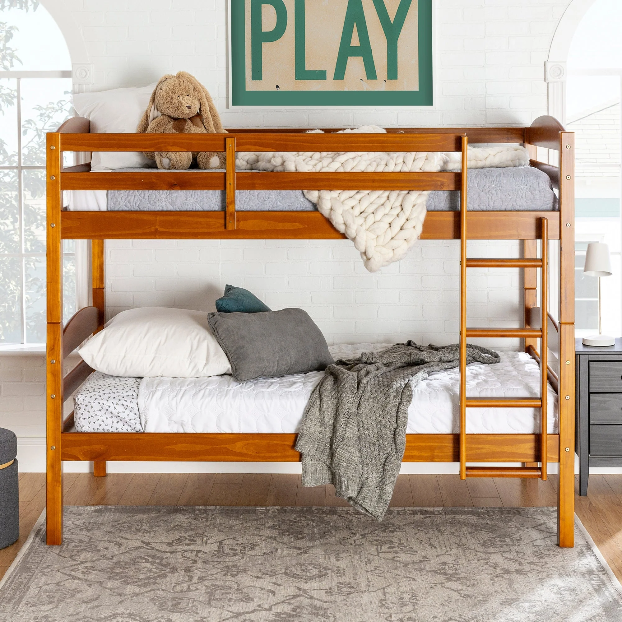 Carolina Transitional Solid Wood Twin-over-Twin Bunk Bed - Image 20