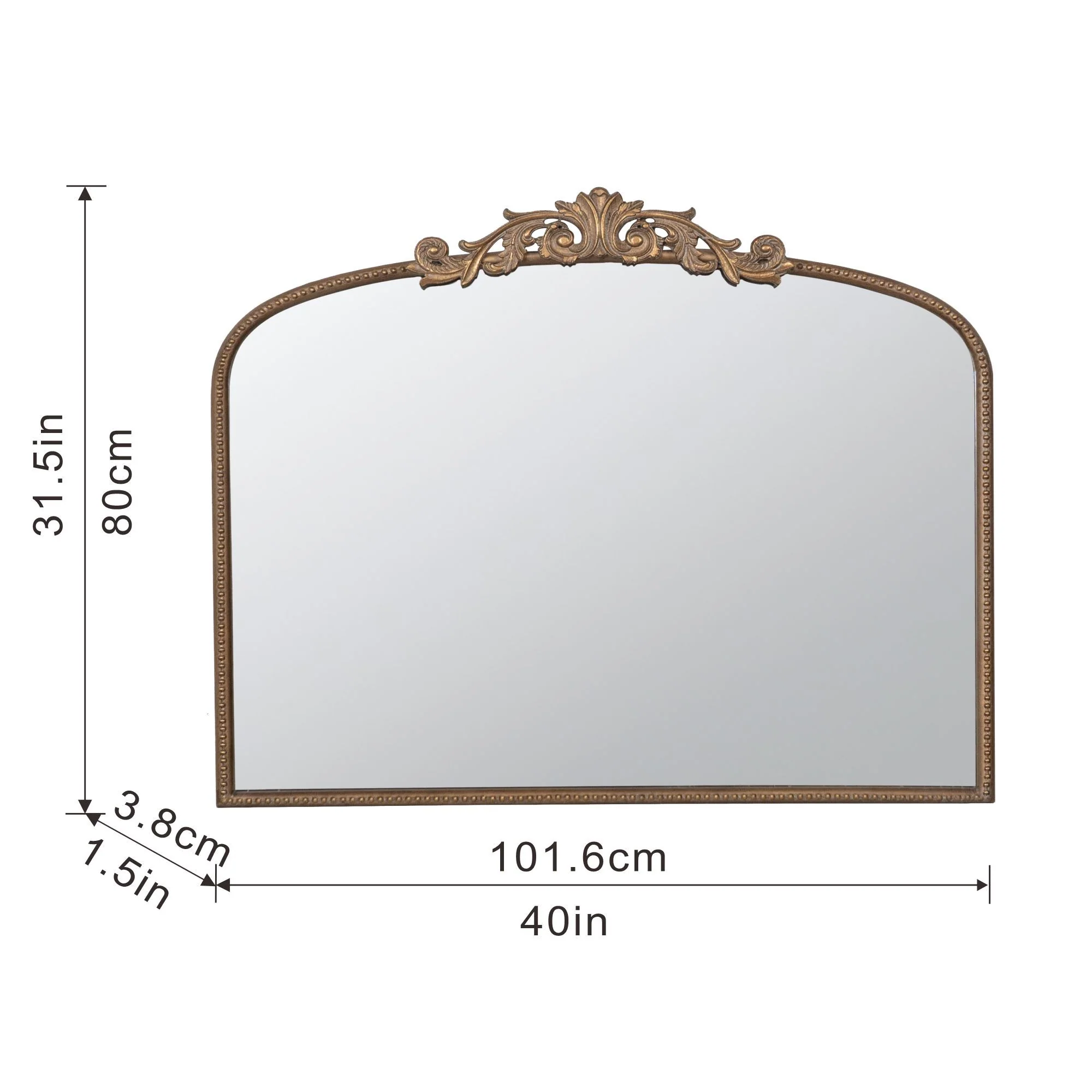 Walker Edison | Vintage Fleur Design Gold Arch Mirror - Image 3