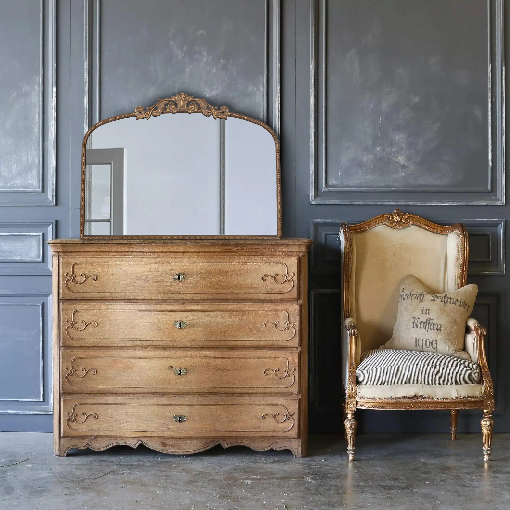 Walker Edison | Vintage Fleur Design Gold Arch Mirror - Image 5