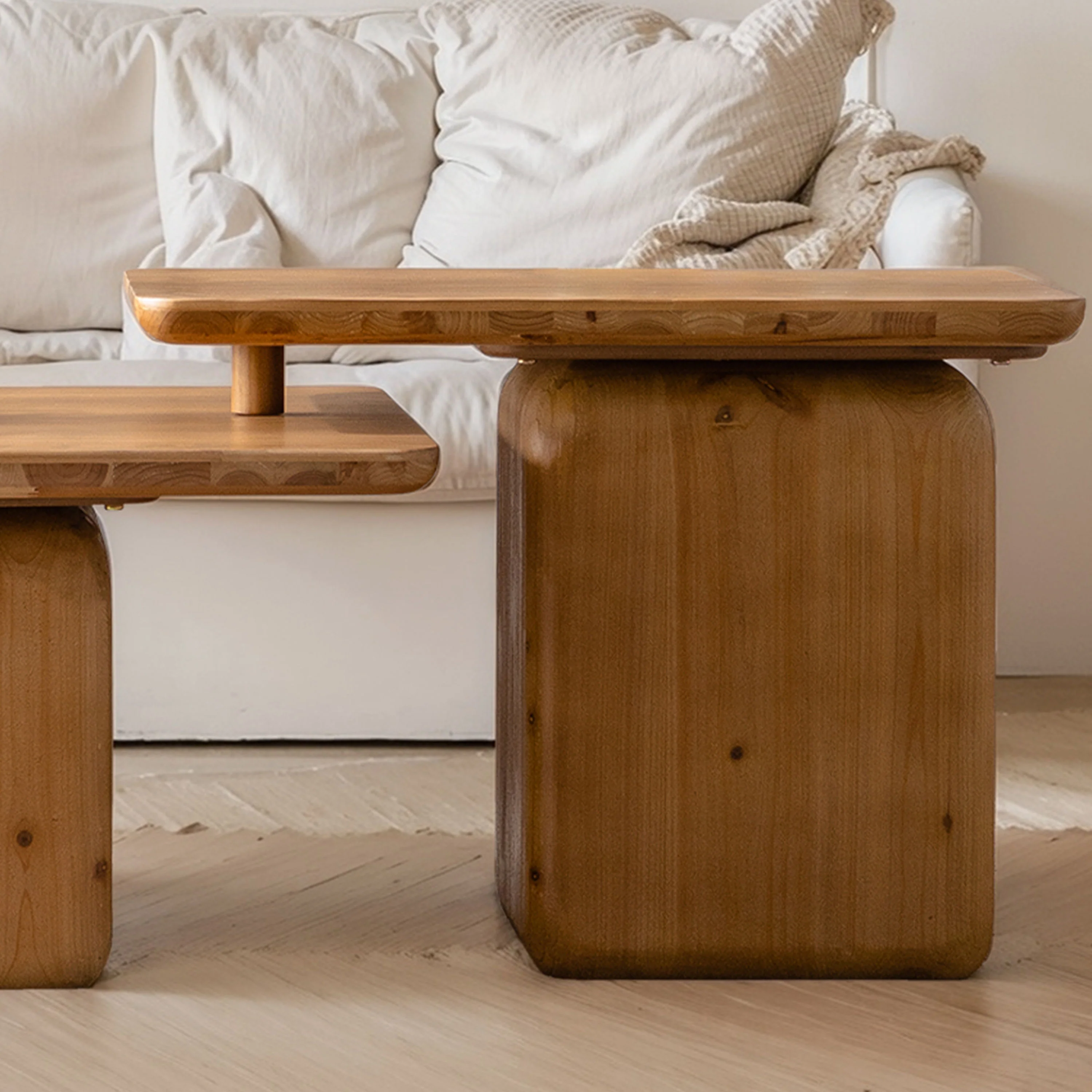 Walker Edison | Vintage Style Square Coffee Table Set of 2 - Image 8