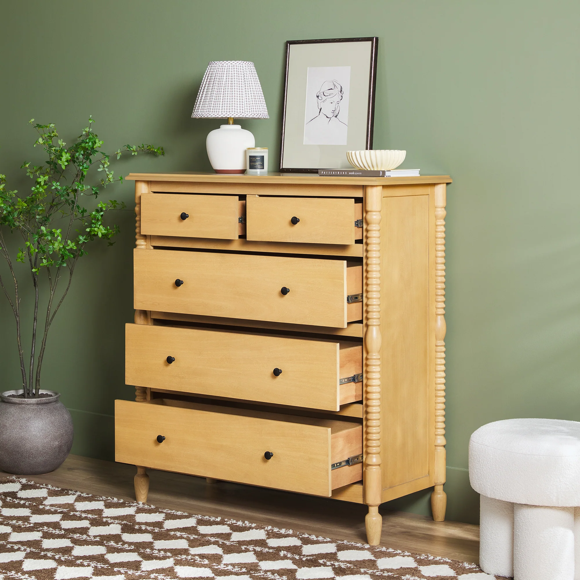 Traditional Vivienne 5-Drawer Easy Assembly Solid Wood Dresser - Image 18
