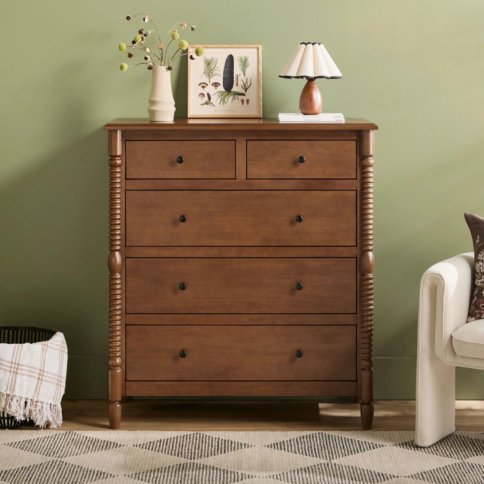 Traditional Vivienne 5-Drawer Easy Assembly Solid Wood Dresser - Image 3