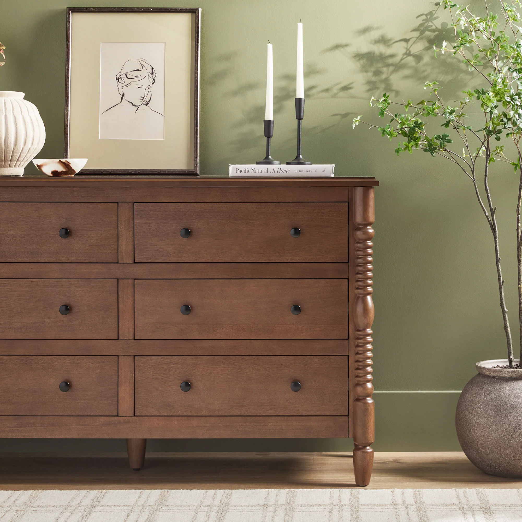 Traditional Vivienne 6-Drawer Easy Assembly Solid Wood Dresser - Image 8
