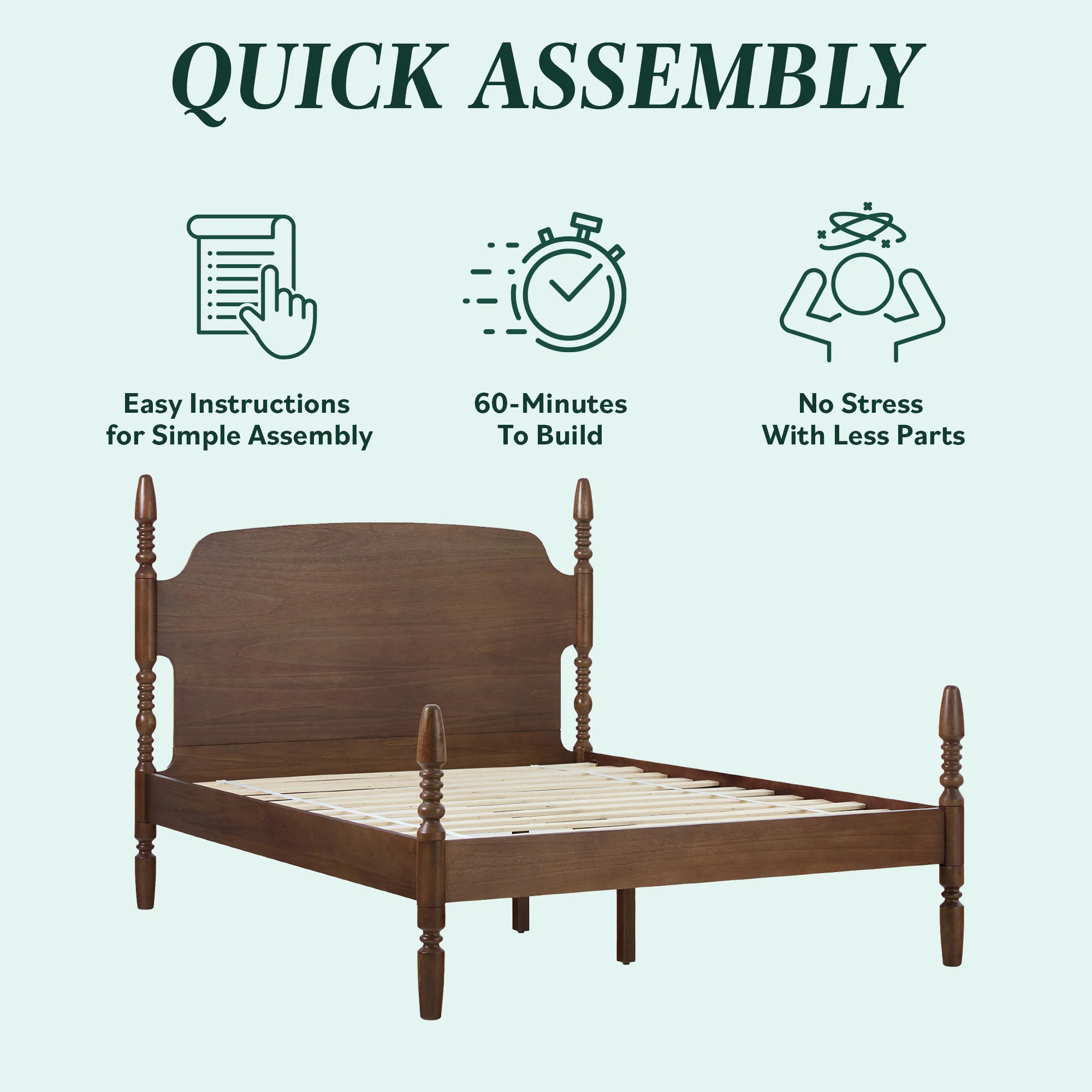 Traditional Vivienne Easy Assembly Solid Wood Bed - Image 18