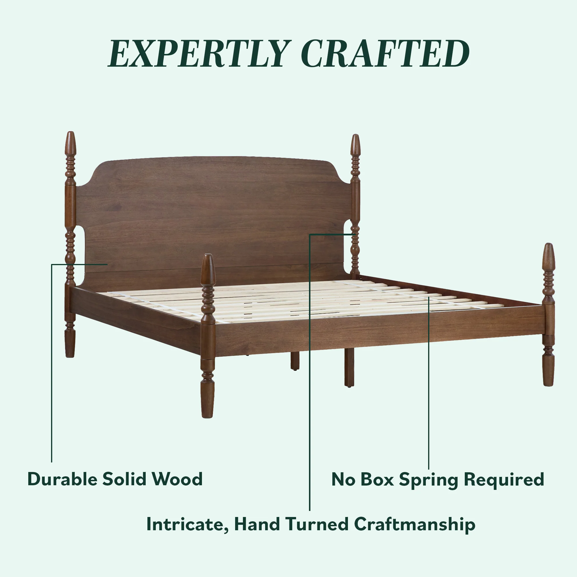 Traditional Vivienne Easy Assembly Solid Wood Bed - Image 5
