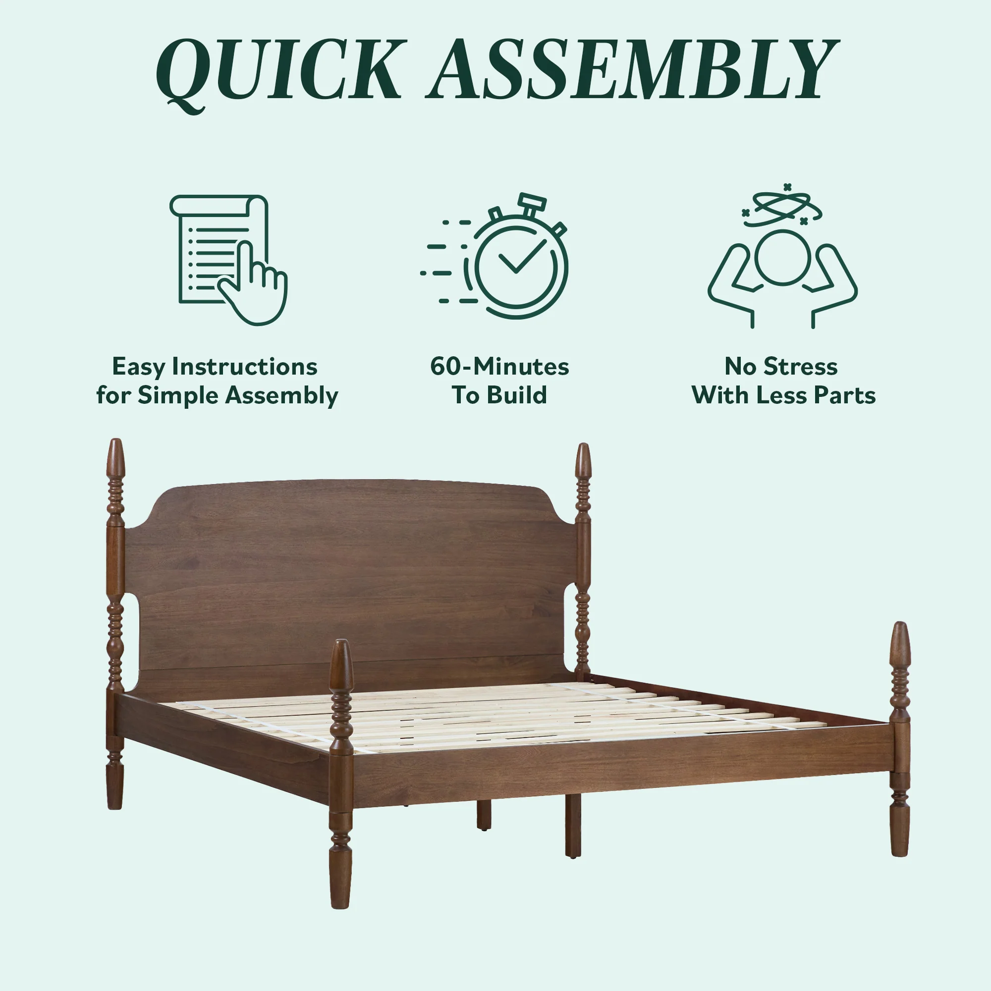 Traditional Vivienne Easy Assembly Solid Wood Bed - Image 7