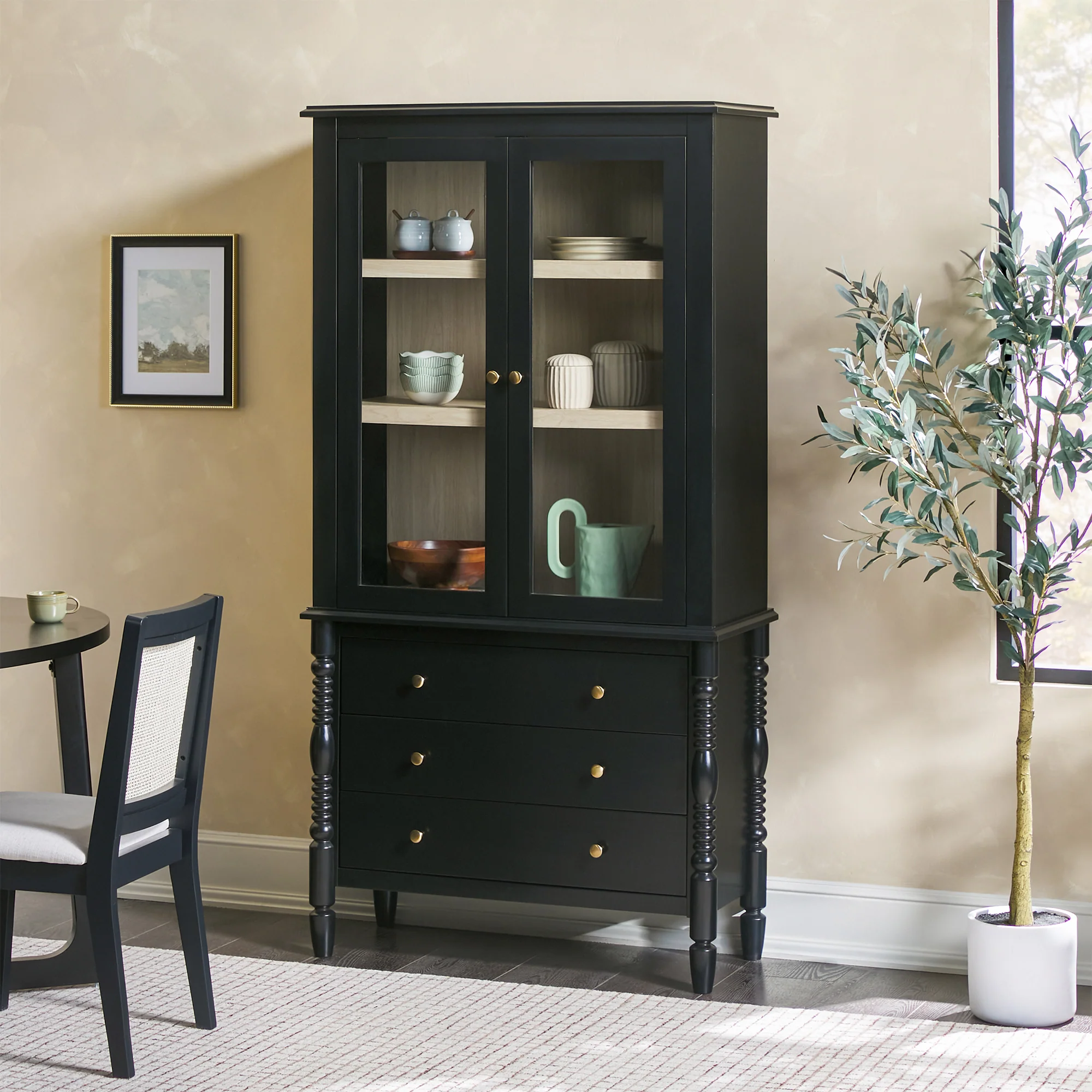 Traditional Vivienne Easy Assembly Bookcase Cabinet with Drawers - Image 2