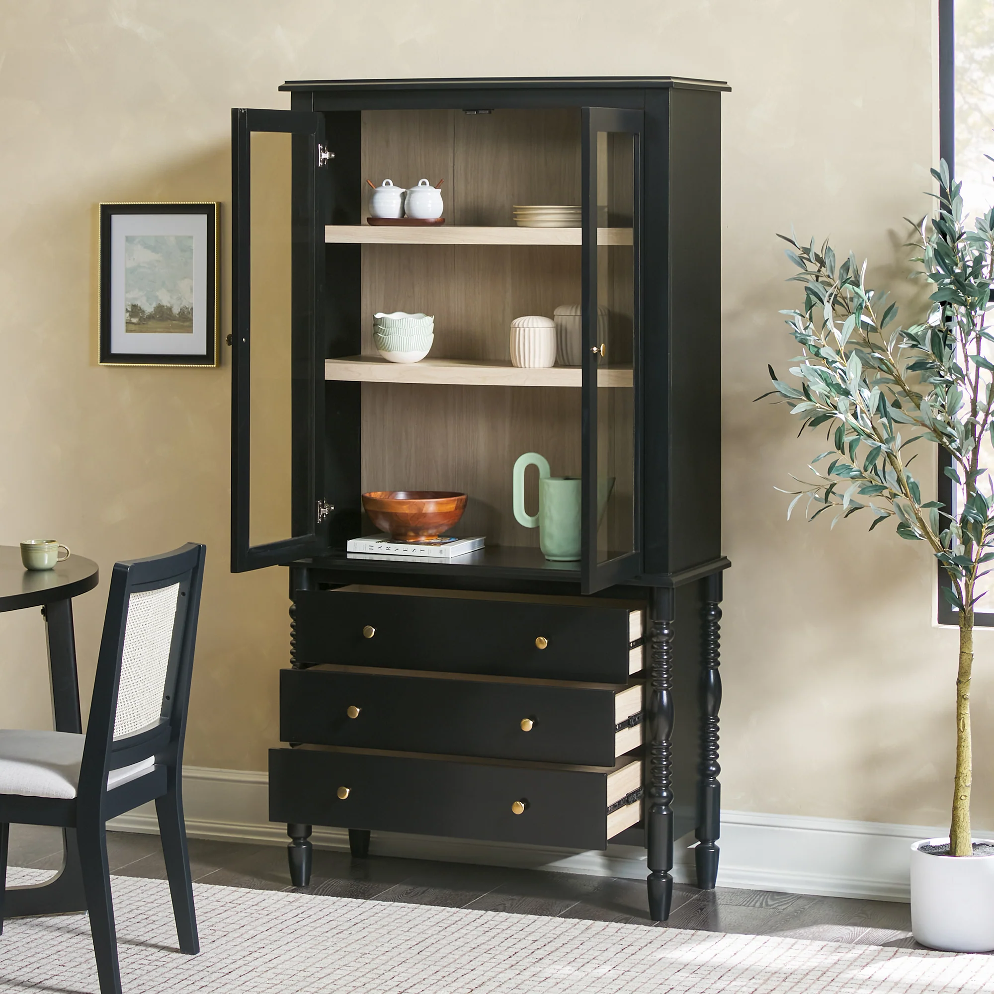 Traditional Vivienne Easy Assembly Bookcase Cabinet with Drawers - Image 25