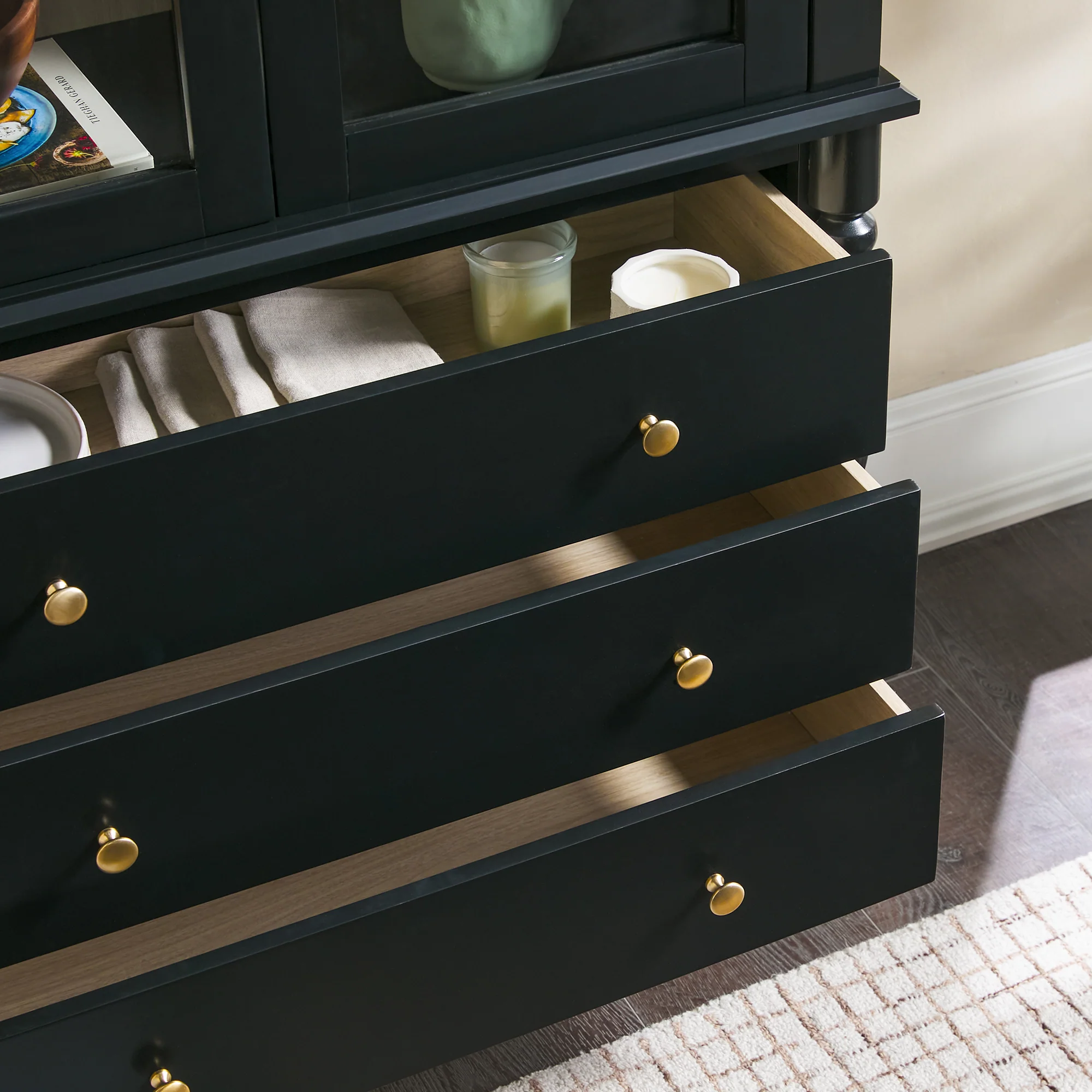 Traditional Vivienne Easy Assembly Bookcase Cabinet with Drawers - Image 28