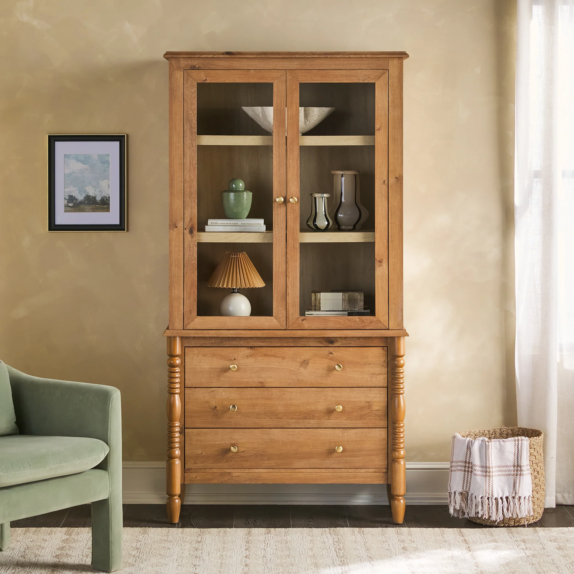 Traditional Vivienne Easy Assembly Bookcase Cabinet with Drawers - Image 3
