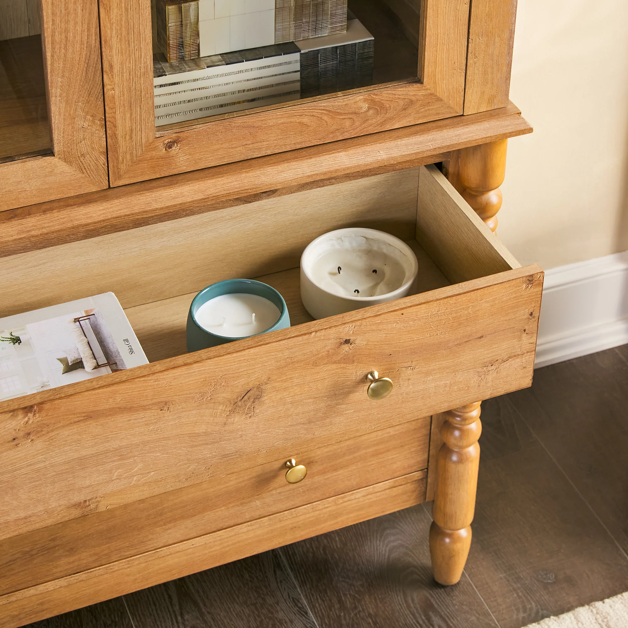 Traditional Vivienne Easy Assembly Bookcase Cabinet with Drawers - Image 9